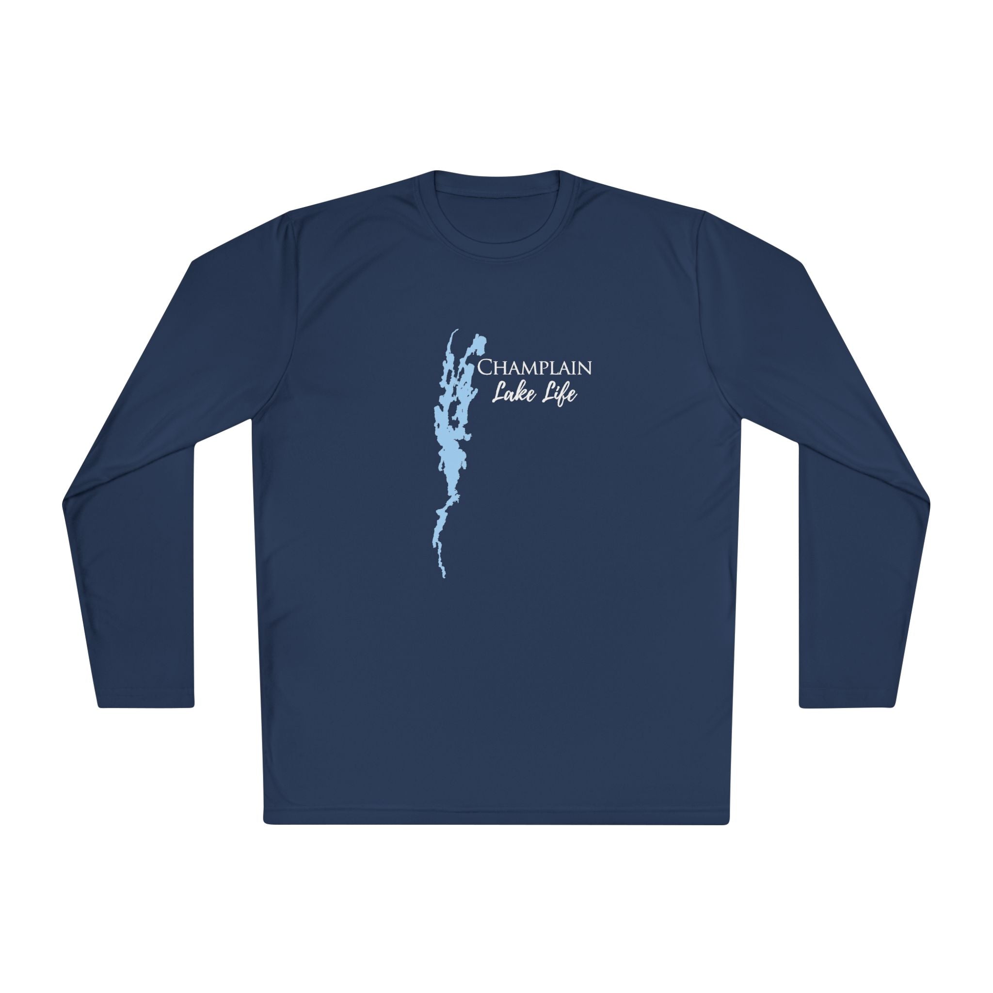 Champlain Lake Life Dri-fit Boating Shirt – Breathable Material – Men's Long Sleeve Moisture Wicking Tee – New York and Vermont Lake