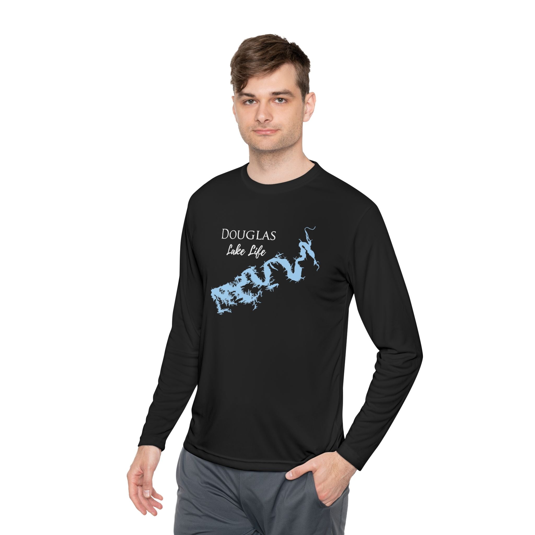 Douglas Lake Life Dri-fit Boating Shirt – Breathable Material – Men's Long Sleeve Moisture Wicking Tee – Tennessee Lake