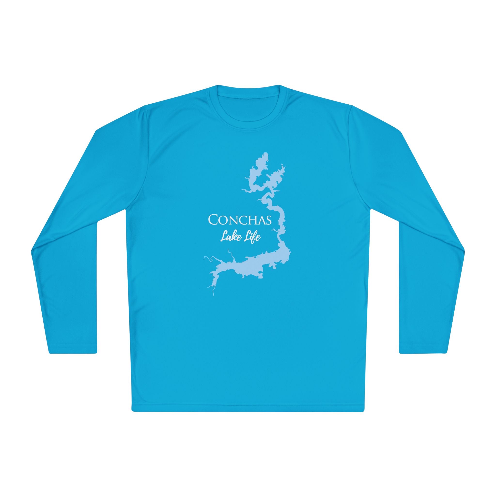 Conchas Lake Life Dri-fit Boating Shirt – Breathable Material – Men's Long Sleeve Moisture Wicking Tee – New Mexico Lake