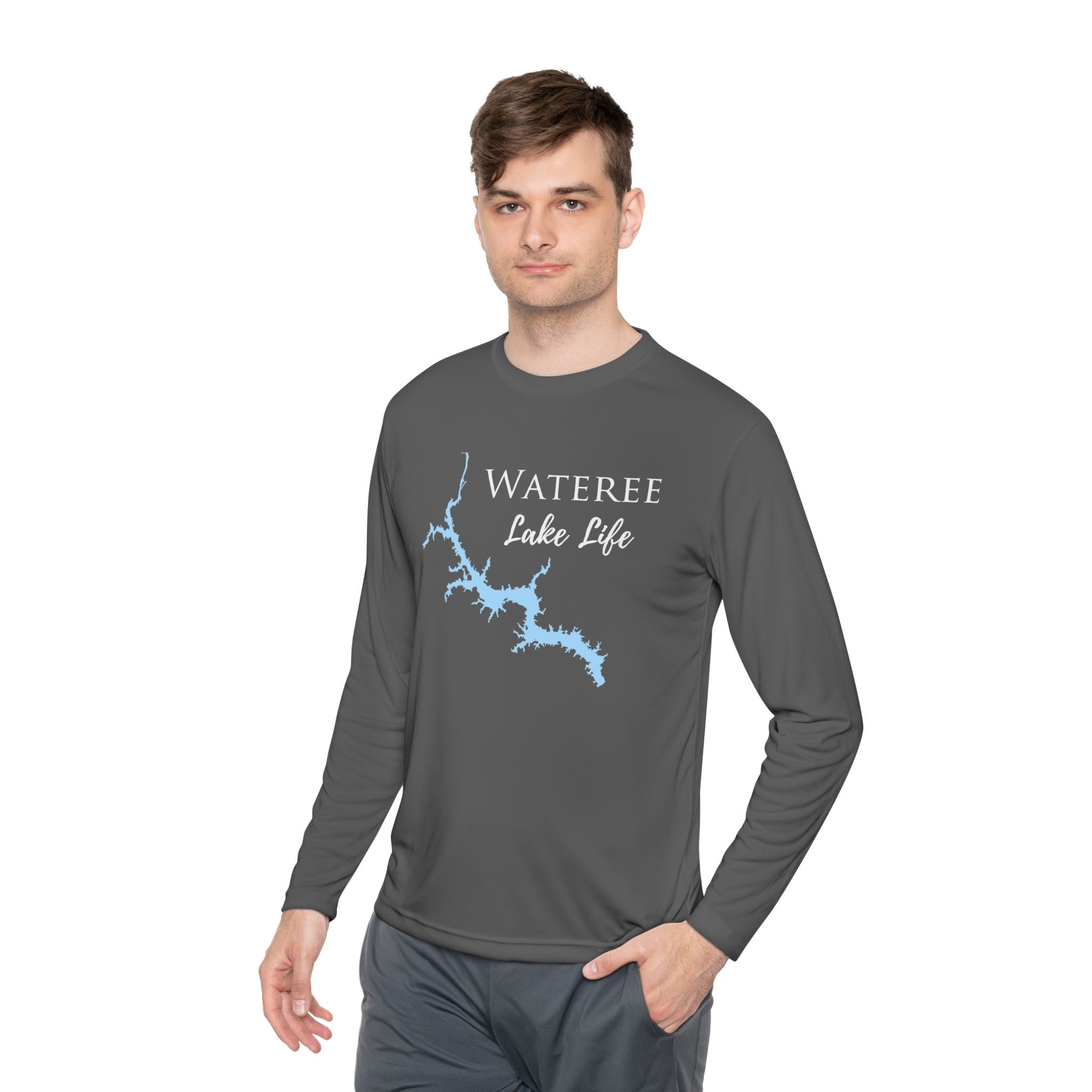 Wateree Lake Life Dri-fit Boating Shirt – Breathable Material – Men's Long Sleeve Moisture Wicking Tee – South Carolina Lake