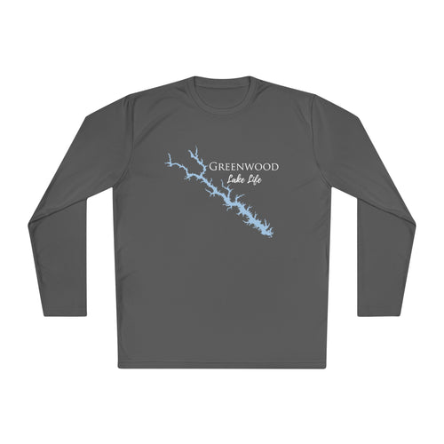 Greenwood Lake Life Dri-fit Boating Shirt – Breathable Material – Men's Long Sleeve Moisture Wicking Tee – South Carolina Lake