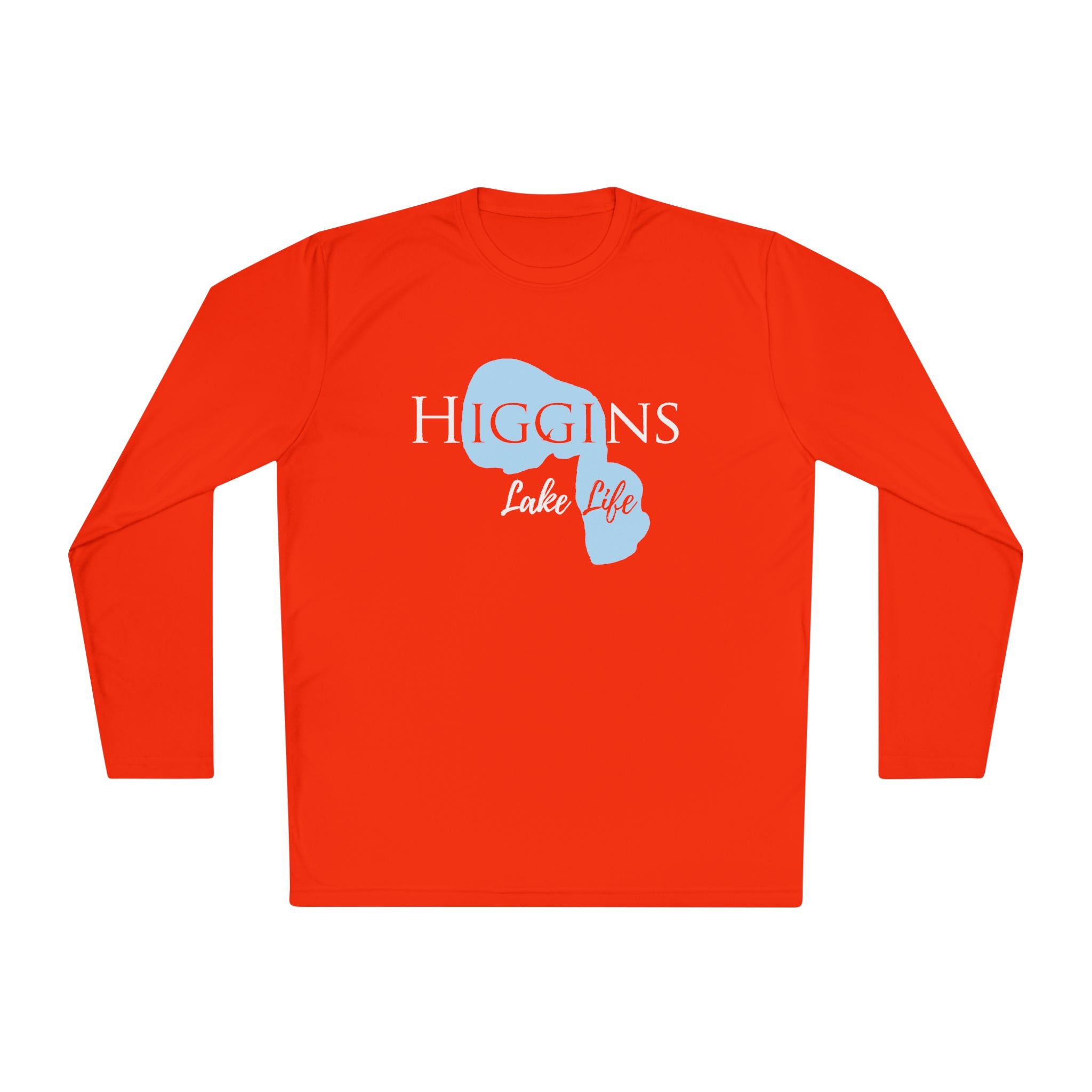 Higgins Lake Life Dri-fit Boating Shirt – Breathable Material – Men's Long Sleeve Moisture Wicking Tee – Michigan Lake