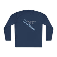 Greenwood Lake Life Dri-fit Boating Shirt – Breathable Material – Men's Long Sleeve Moisture Wicking Tee – South Carolina Lake