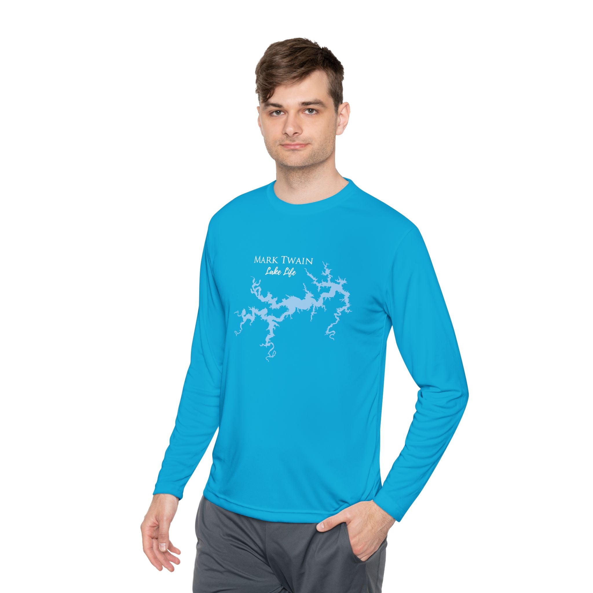 Mark Twain Lake Life Dri-fit Boating Shirt – Breathable Material – Men's Long Sleeve Moisture Wicking Tee – Missouri Lake
