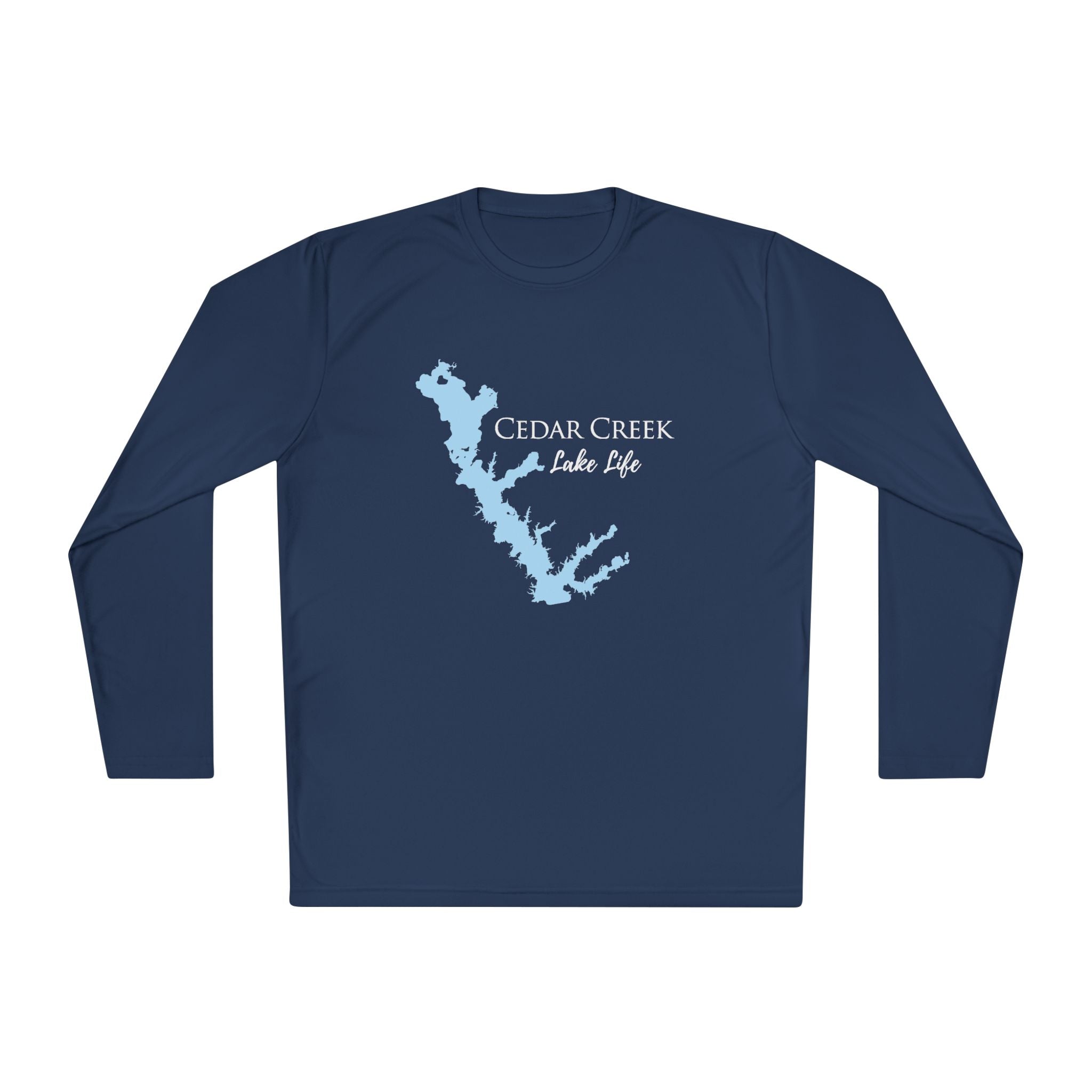 Cedar Creek Lake Life Dri-fit Boating Shirt – Breathable Material – Men's Long Sleeve Moisture Wicking Tee – Texas Lake