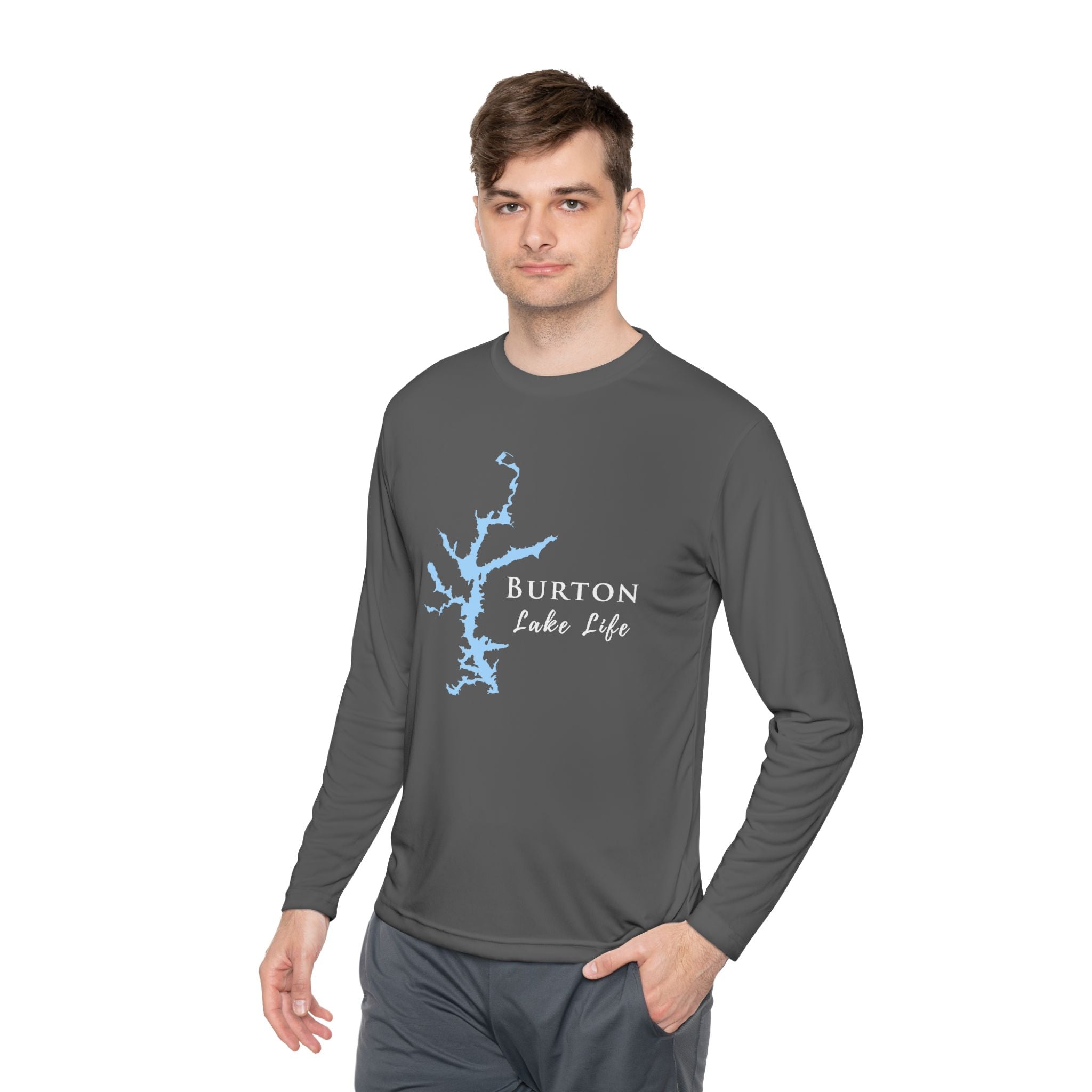 Burton Lake Life Dri-fit Boating Shirt – Breathable Material – Men's Long Sleeve Moisture Wicking Tee – Georgia Lake