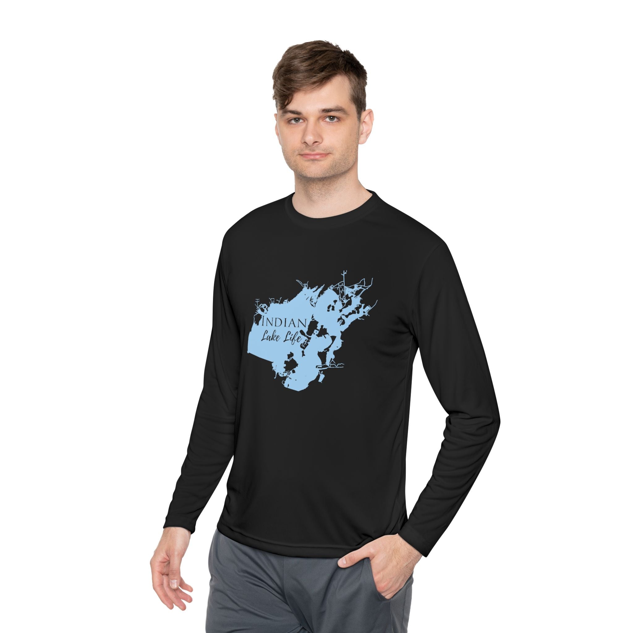 Indian Lake Life Dri-fit Boating Shirt – Breathable Material – Men's Long Sleeve Moisture Wicking Tee – Ohio Lake