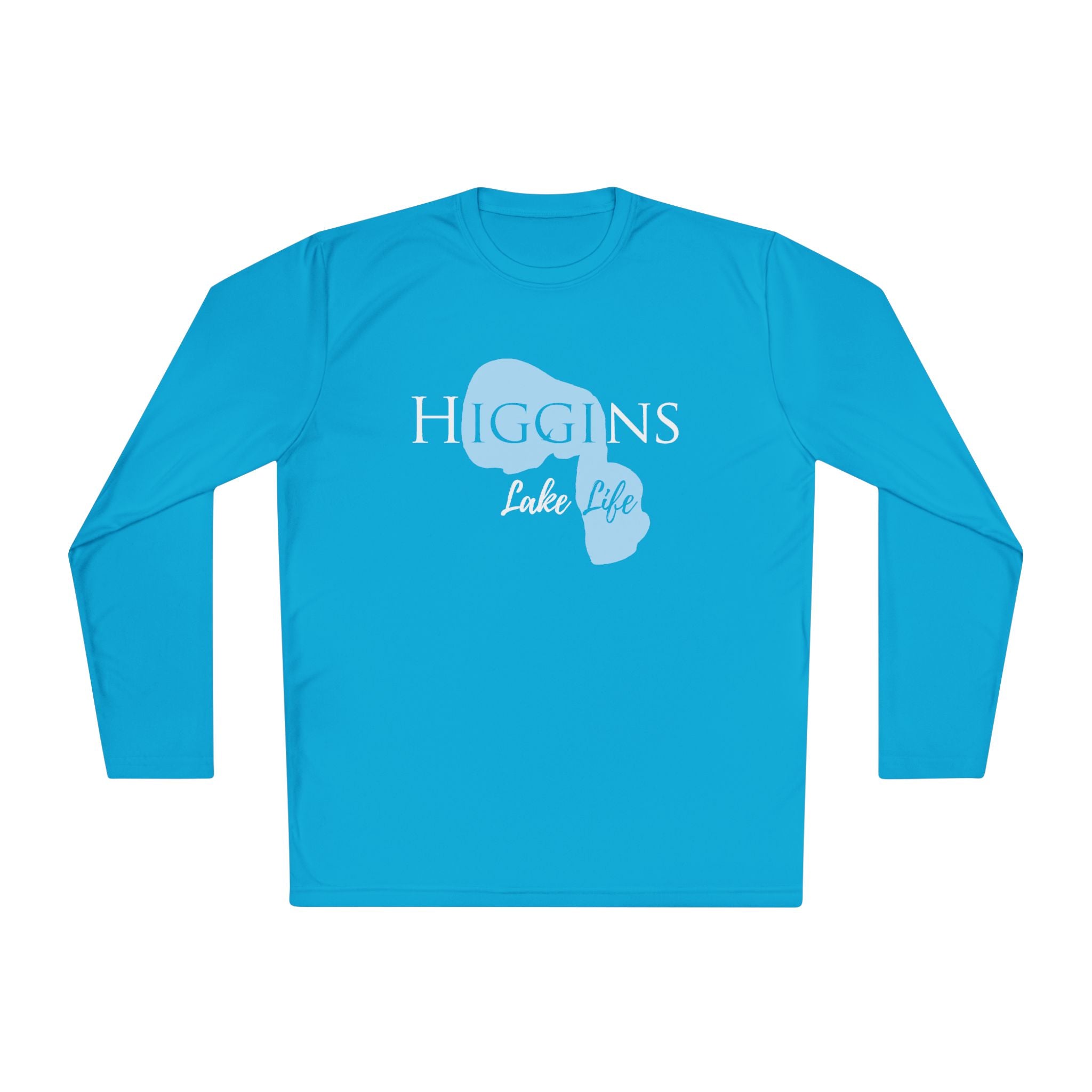 Higgins Lake Life Dri-fit Boating Shirt – Breathable Material – Men's Long Sleeve Moisture Wicking Tee – Michigan Lake