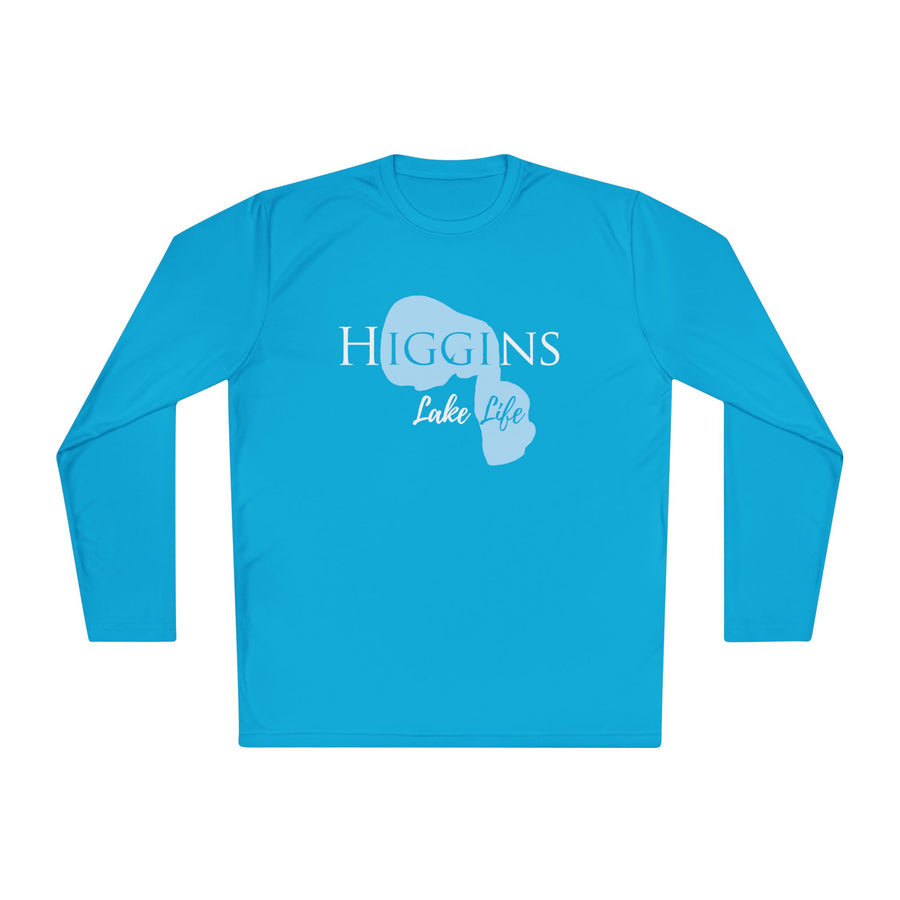 Higgins Lake Life Dri-fit Boating Shirt – Breathable Material – Men's Long Sleeve Moisture Wicking Tee – Michigan Lake