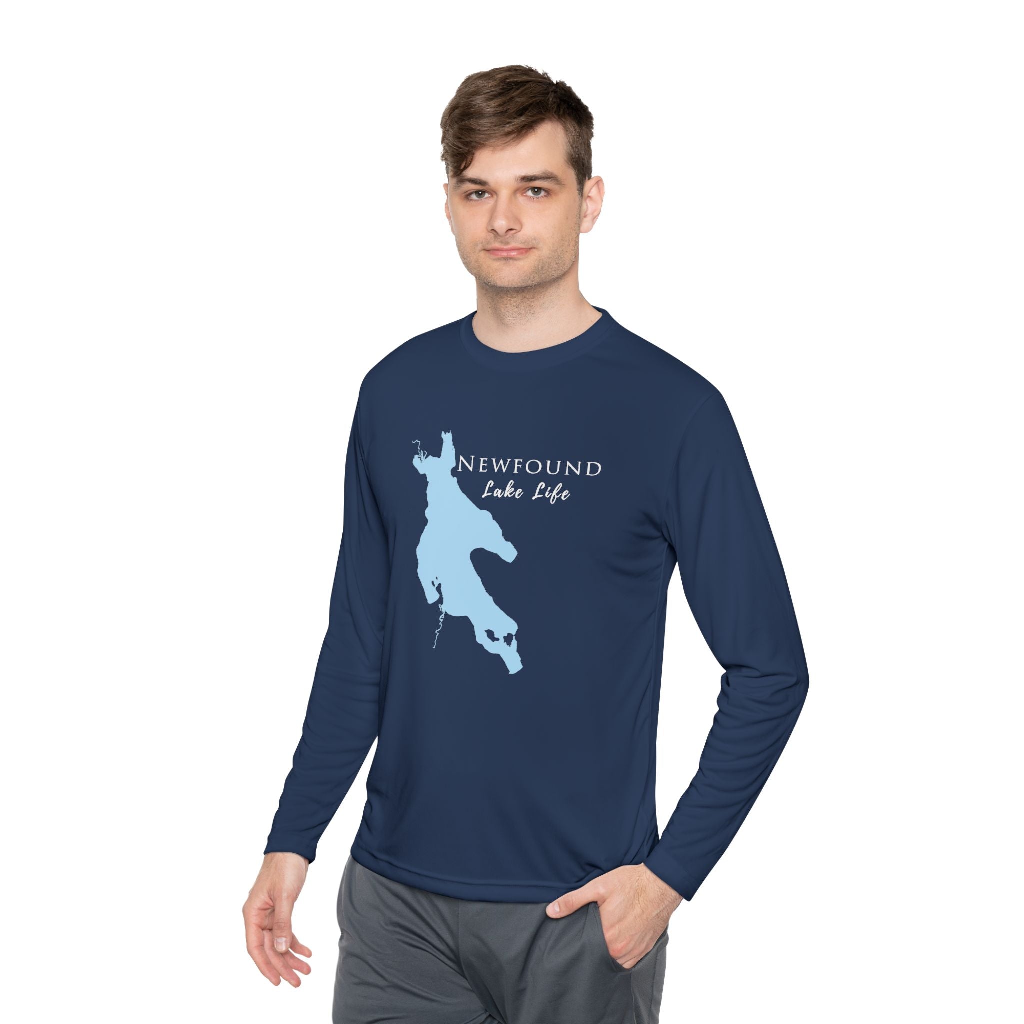 Newfound Lake Life Dri-fit Boating Shirt – Breathable Material – Men's Long Sleeve Moisture Wicking Tee – New Hampshire Lake