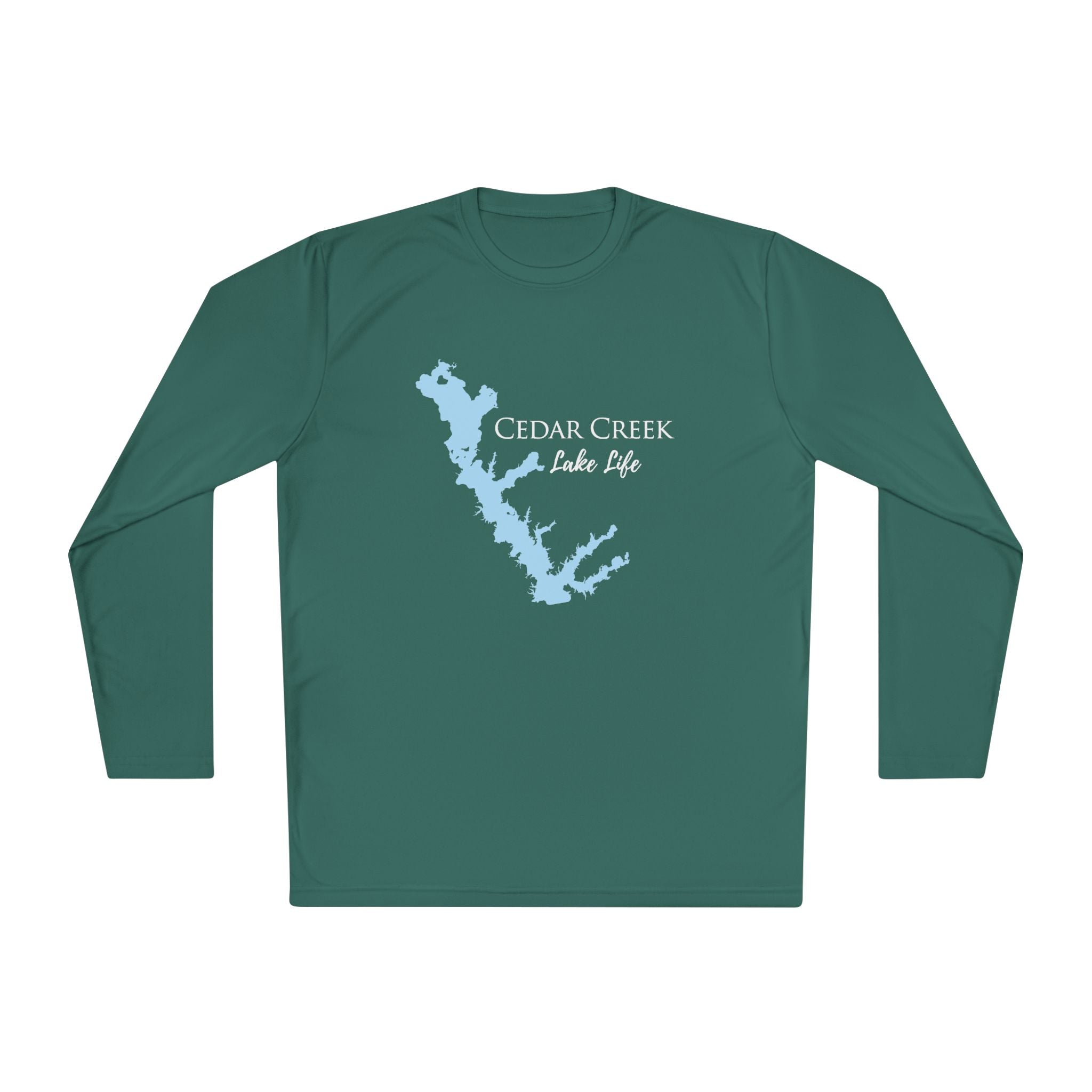 Cedar Creek Lake Life Dri-fit Boating Shirt – Breathable Material – Men's Long Sleeve Moisture Wicking Tee – Texas Lake