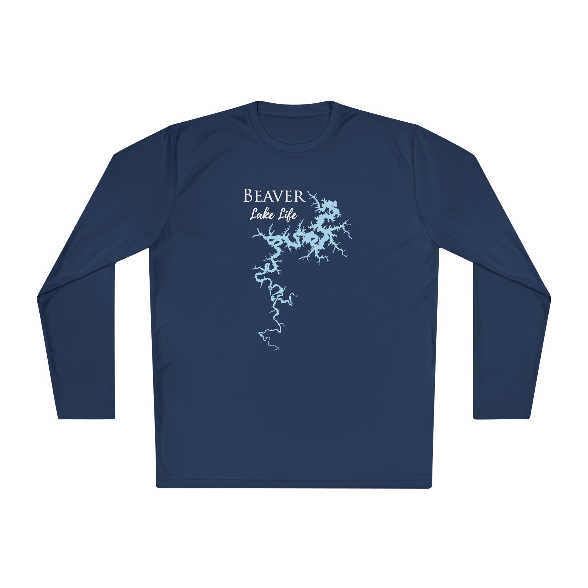 Beaver Lake Life Dri-fit Boating Shirt – Breathable Material – Men's Long Sleeve Moisture Wicking Tee – Arkansas Lake