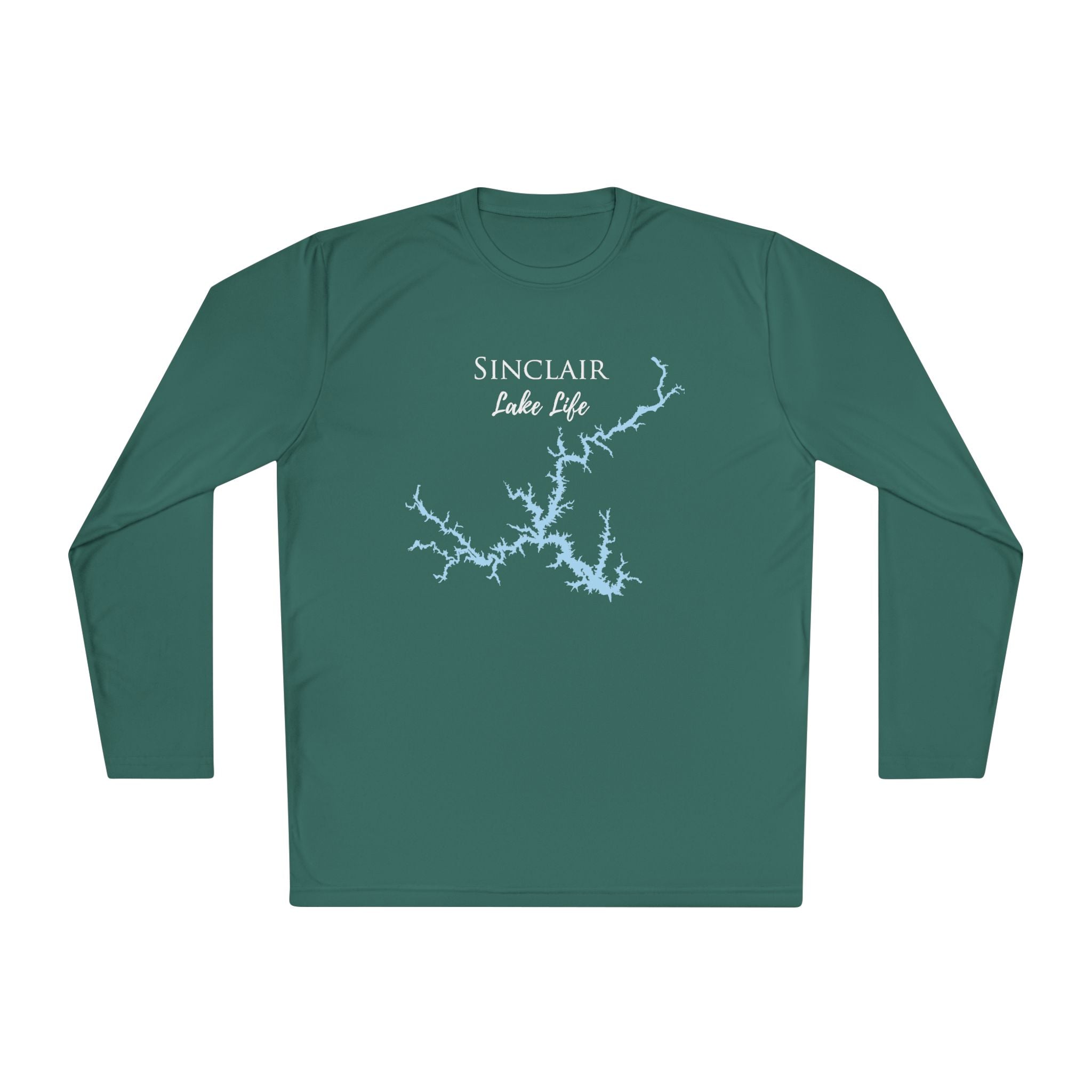 Sinclair Lake Life Dri-fit Boating Shirt – Breathable Material – Men's Long Sleeve Moisture Wicking Tee – Georgia Lake