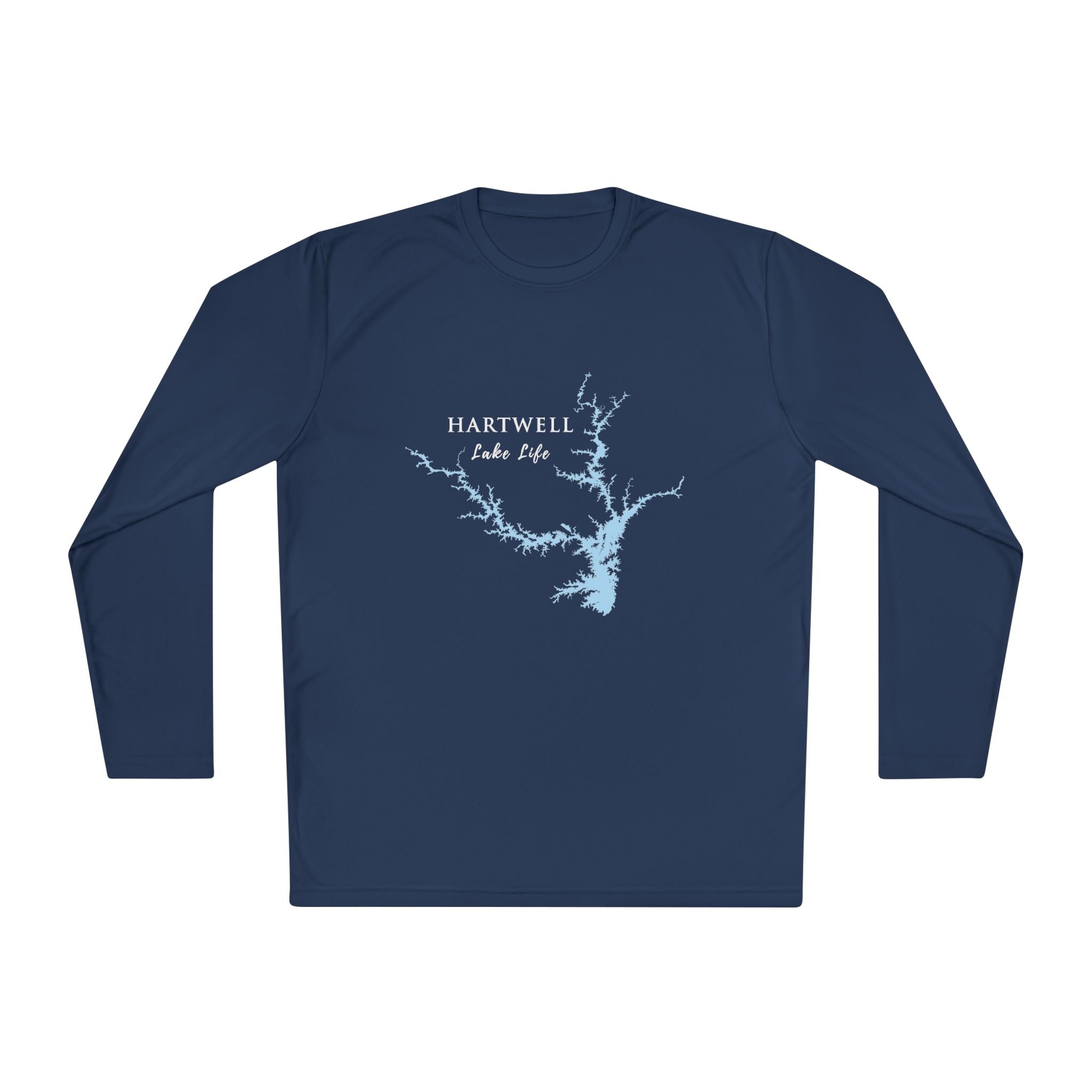 Hartwell Lake Life Dri-fit Boating Shirt – Breathable Material – Men's Long Sleeve Moisture Wicking Tee – South Carolina Lake
