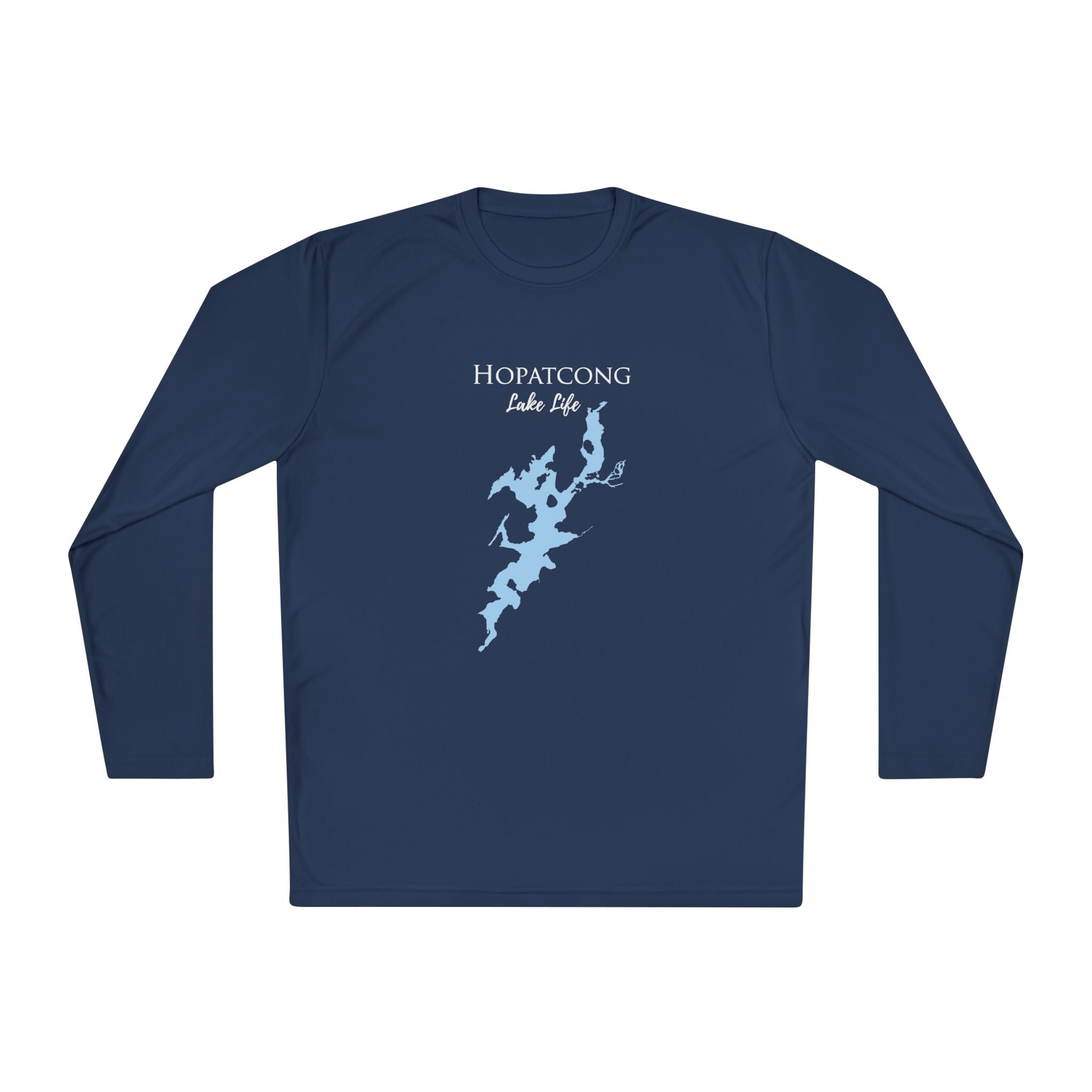 Hopatcong Lake Life Dri-fit Boating Shirt – Breathable Material – Men's Long Sleeve Moisture Wicking Tee – New Jersey Lake