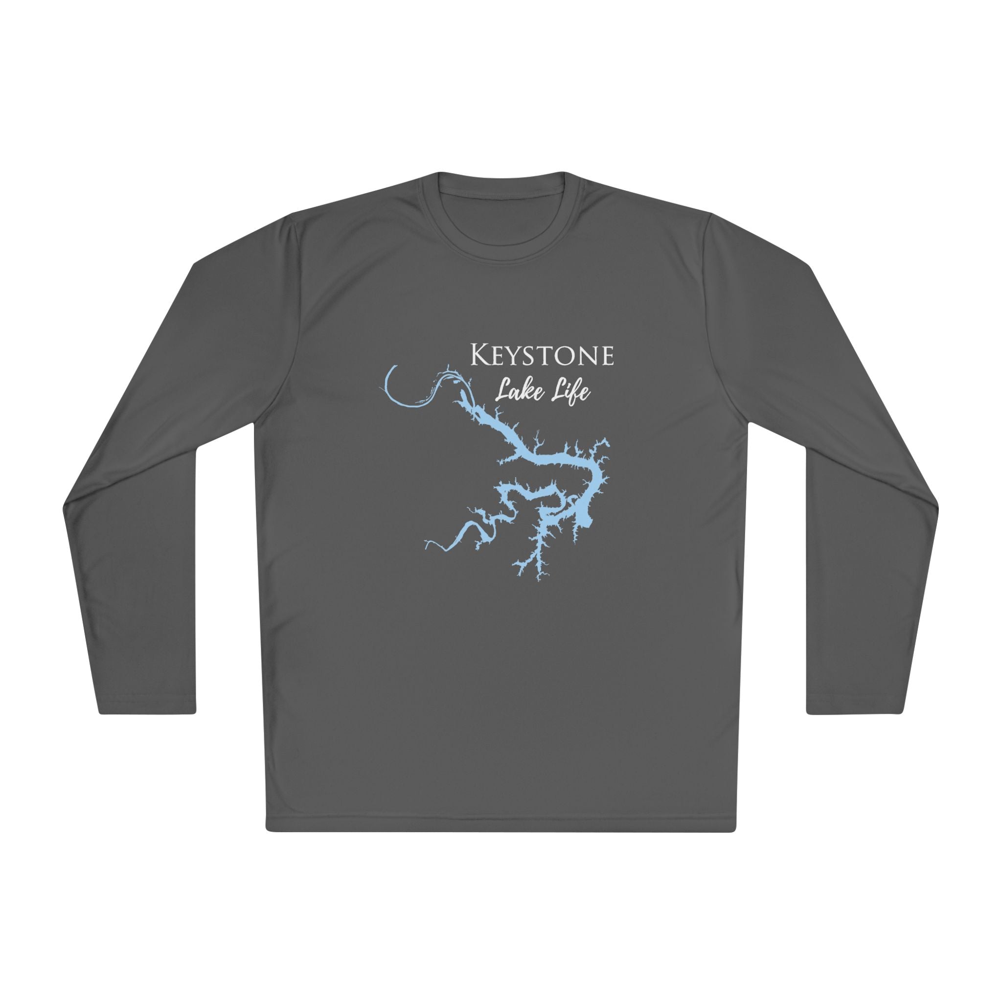 Keystone Lake Life Dri-fit Boating Shirt – Breathable Material – Men's Long Sleeve Moisture Wicking Tee – Oklahoma Lake