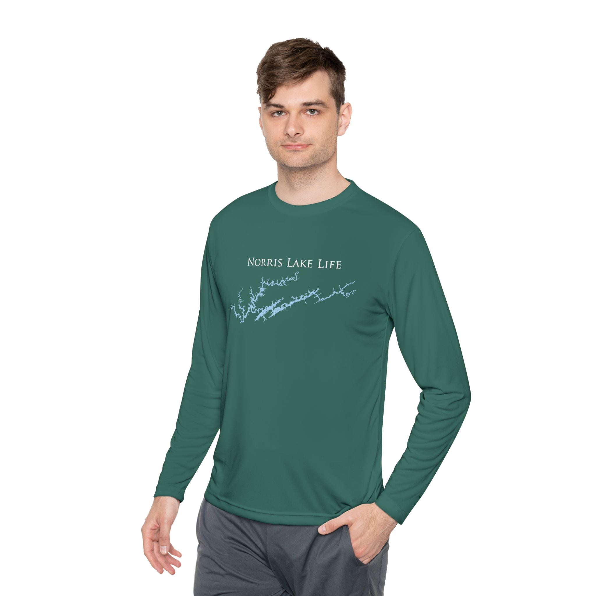 Norris Lake Life Dri-fit Boating Shirt – Breathable Material – Men's Long Sleeve Moisture Wicking Tee – Tennessee Lake