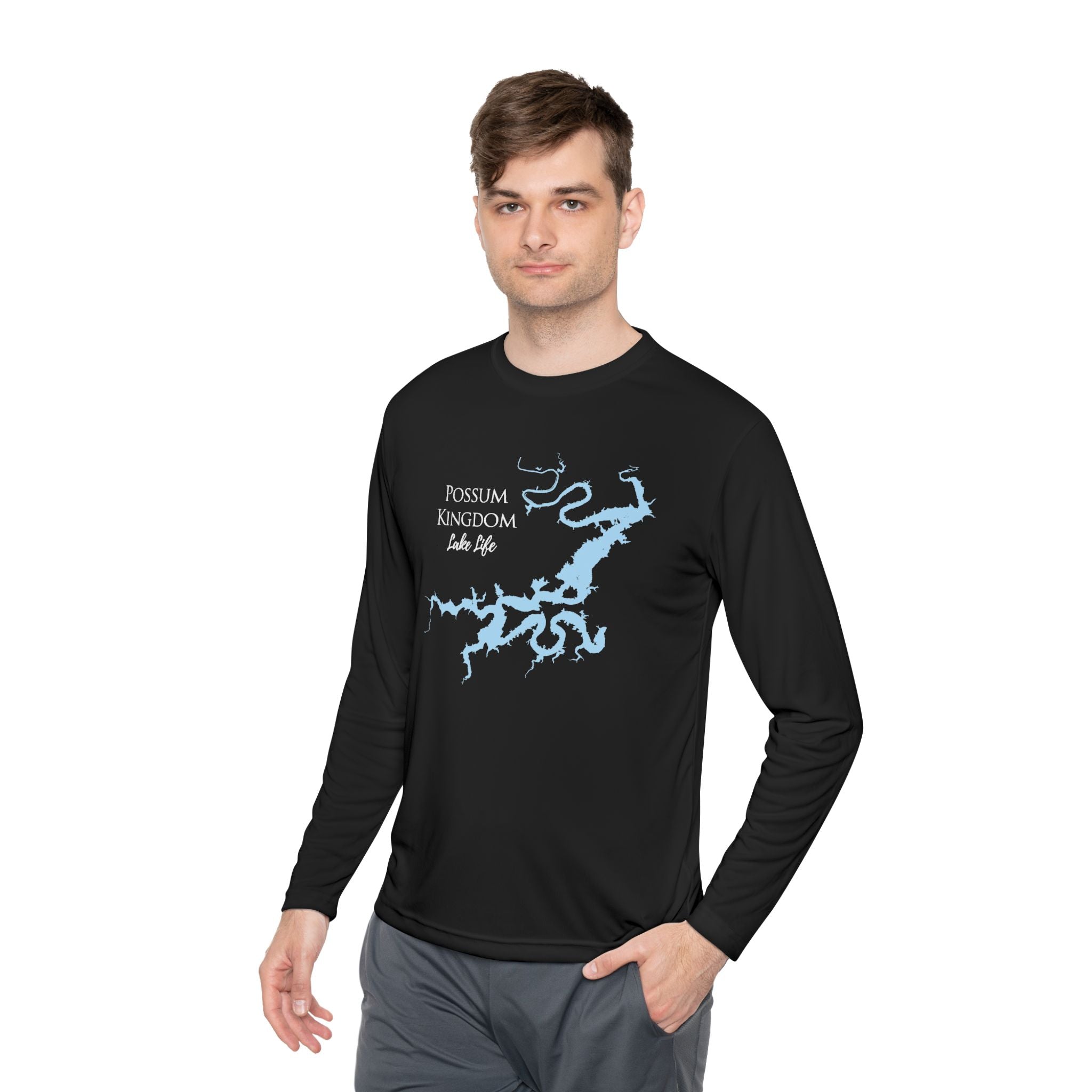 Possum Kingdom Lake Life Dri-fit Boating Shirt – Breathable Material – Men's Long Sleeve Moisture Wicking Tee – Texas Lake