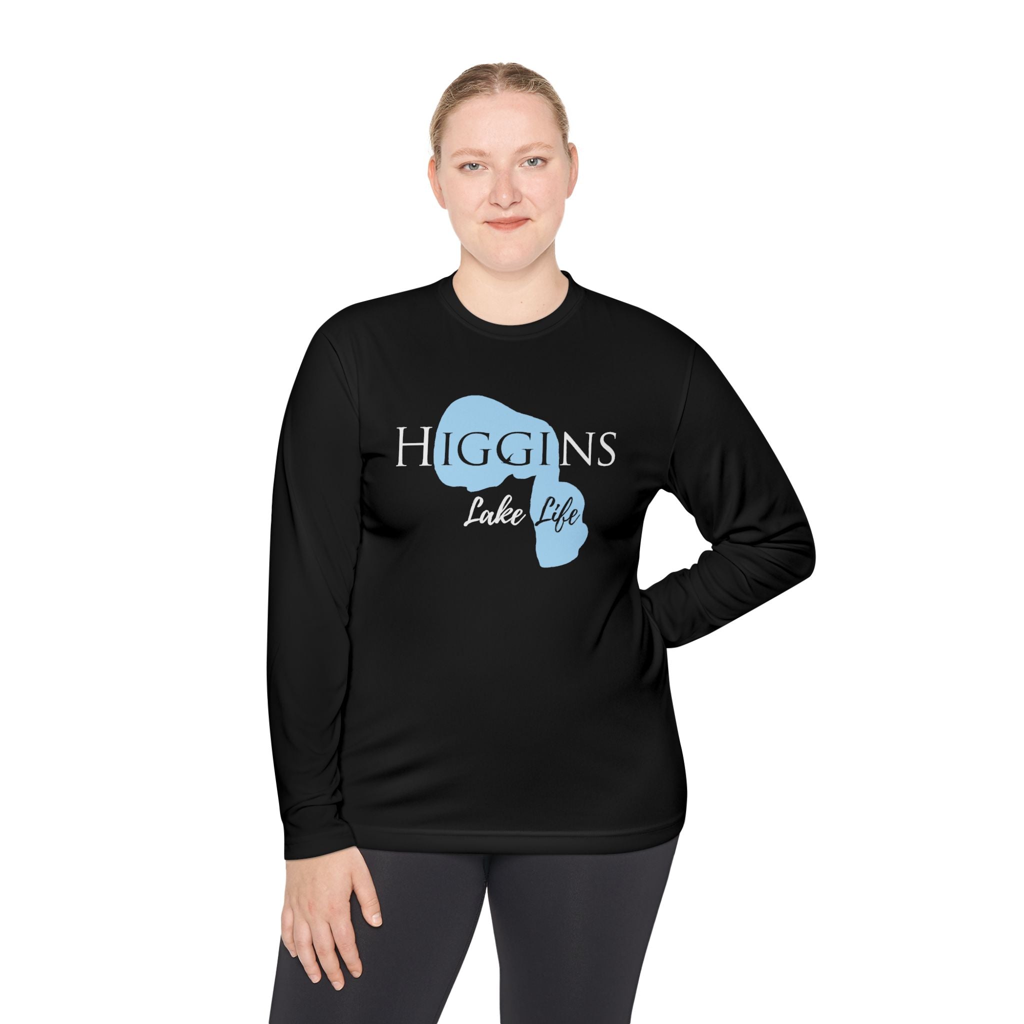 Higgins Lake Life Dri-fit Boating Shirt – Breathable Material – Men's Long Sleeve Moisture Wicking Tee – Michigan Lake