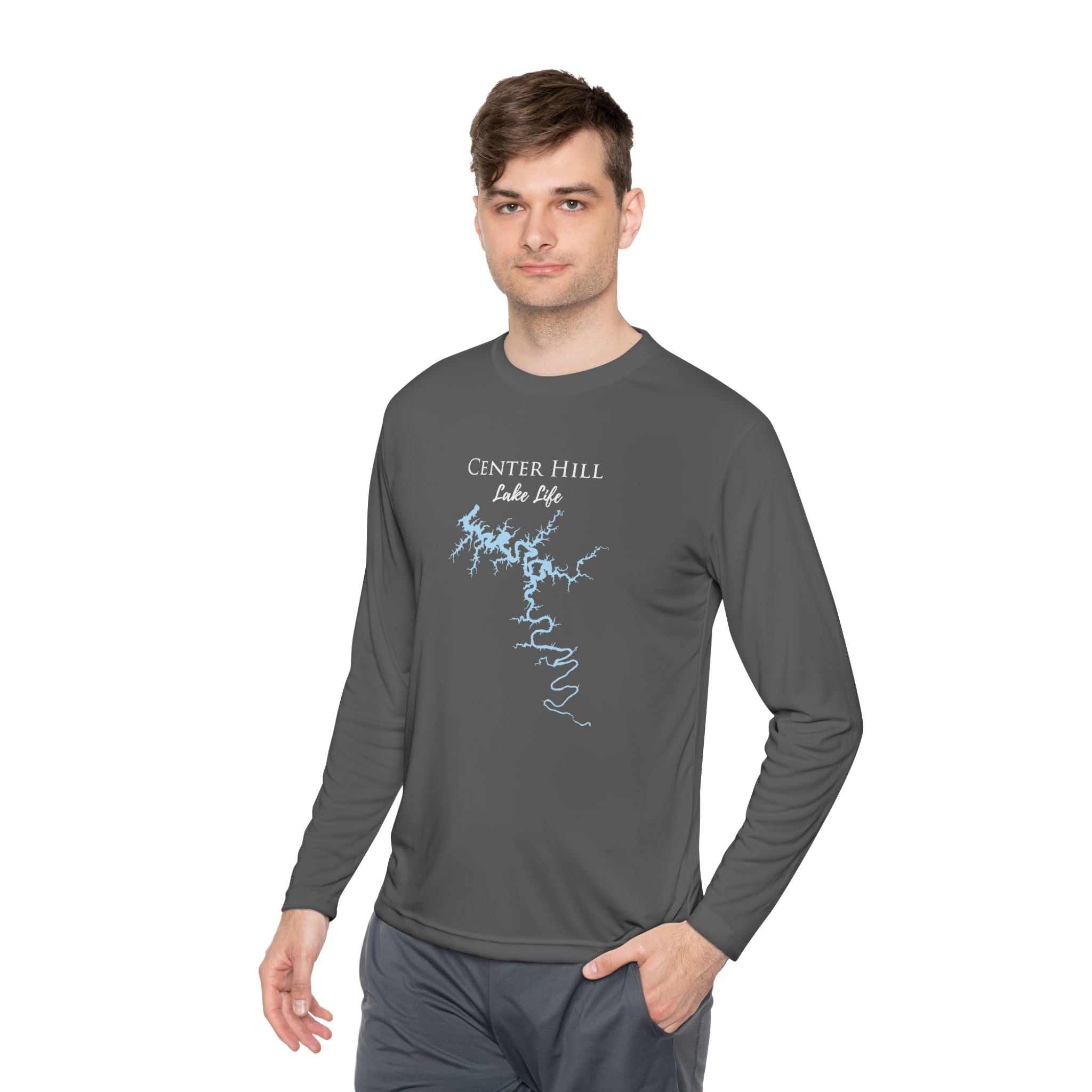 Center Hill Lake Life Dri-fit Boating Shirt – Breathable Material – Men's Long Sleeve Moisture Wicking Tee – Tennessee Lake