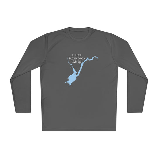 Great Sacandaga Lake Life Dri-fit Boating Shirt – Breathable Material – Men's Long Sleeve Moisture Wicking Tee – New York Lake