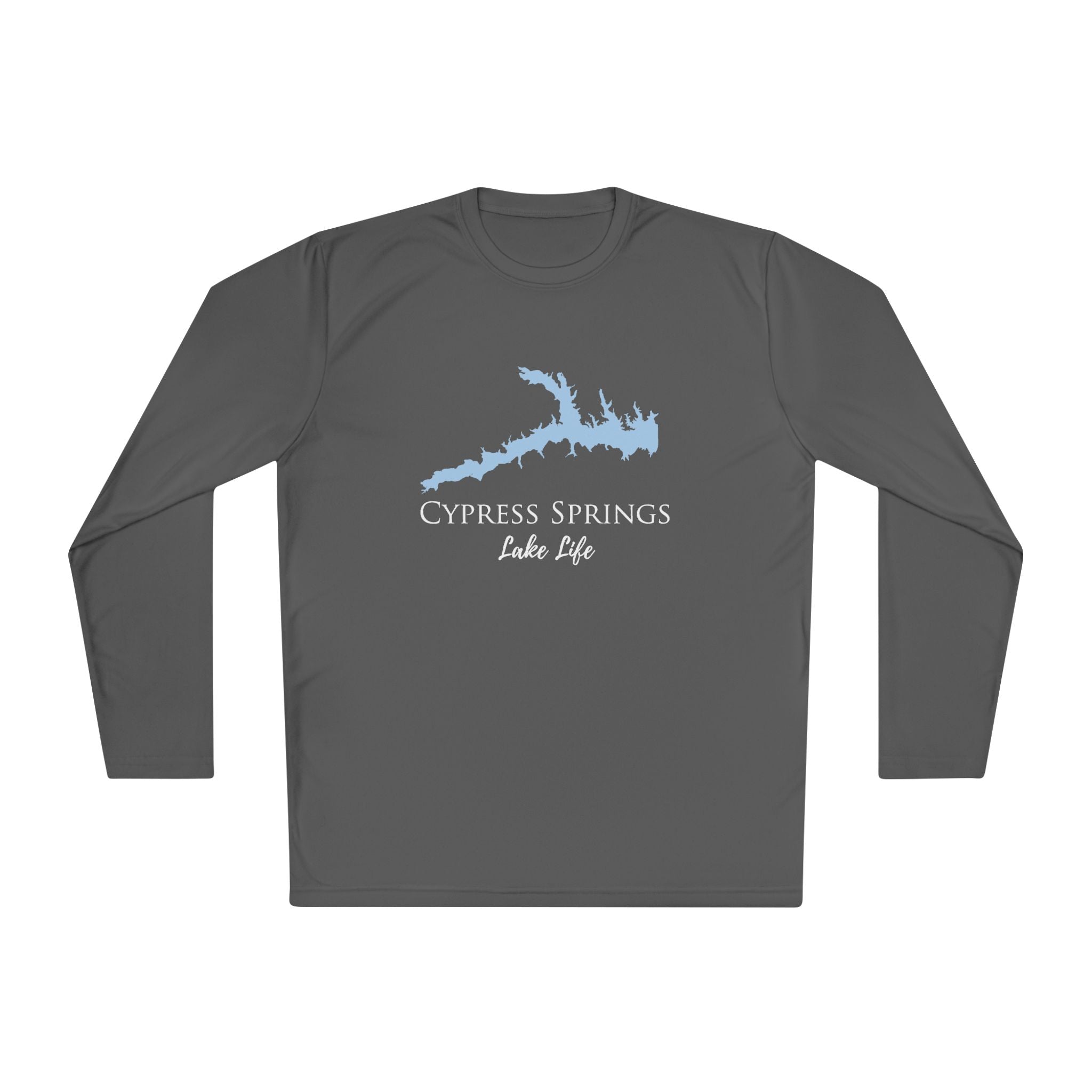 Cypress Springs Lake Life Dri-fit Boating Shirt – Breathable Material – Men's Long Sleeve Moisture Wicking Tee – Texas Lake