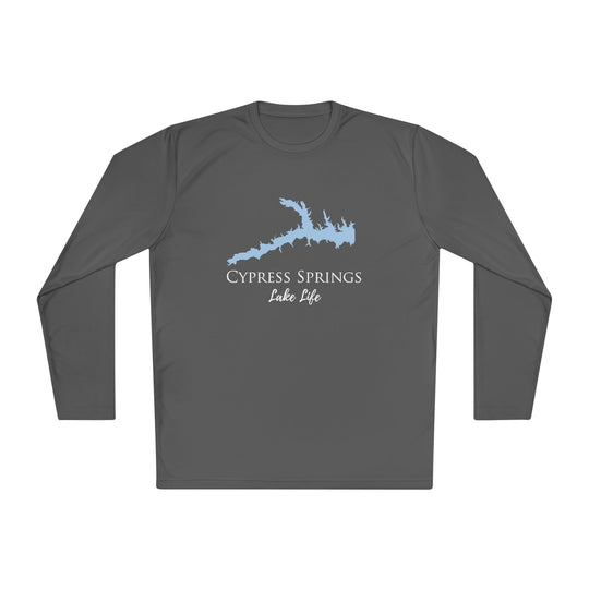 Cypress Springs Lake Life Dri-fit Boating Shirt – Breathable Material – Men's Long Sleeve Moisture Wicking Tee – Texas Lake