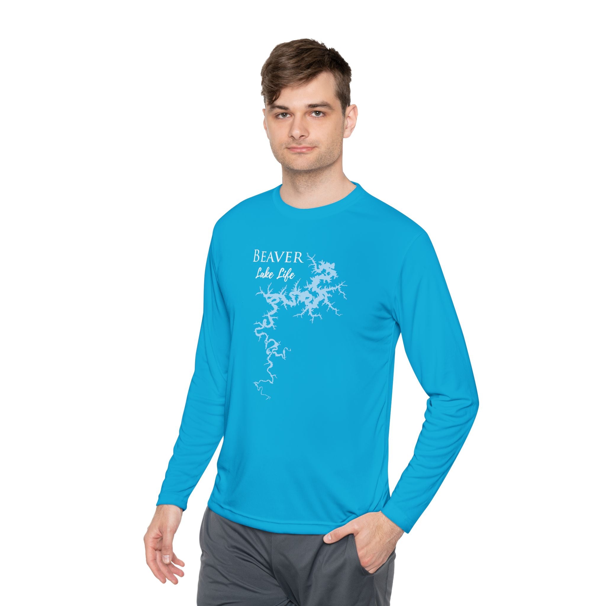 Beaver Lake Life Dri-fit Boating Shirt – Breathable Material – Men's Long Sleeve Moisture Wicking Tee – Arkansas Lake