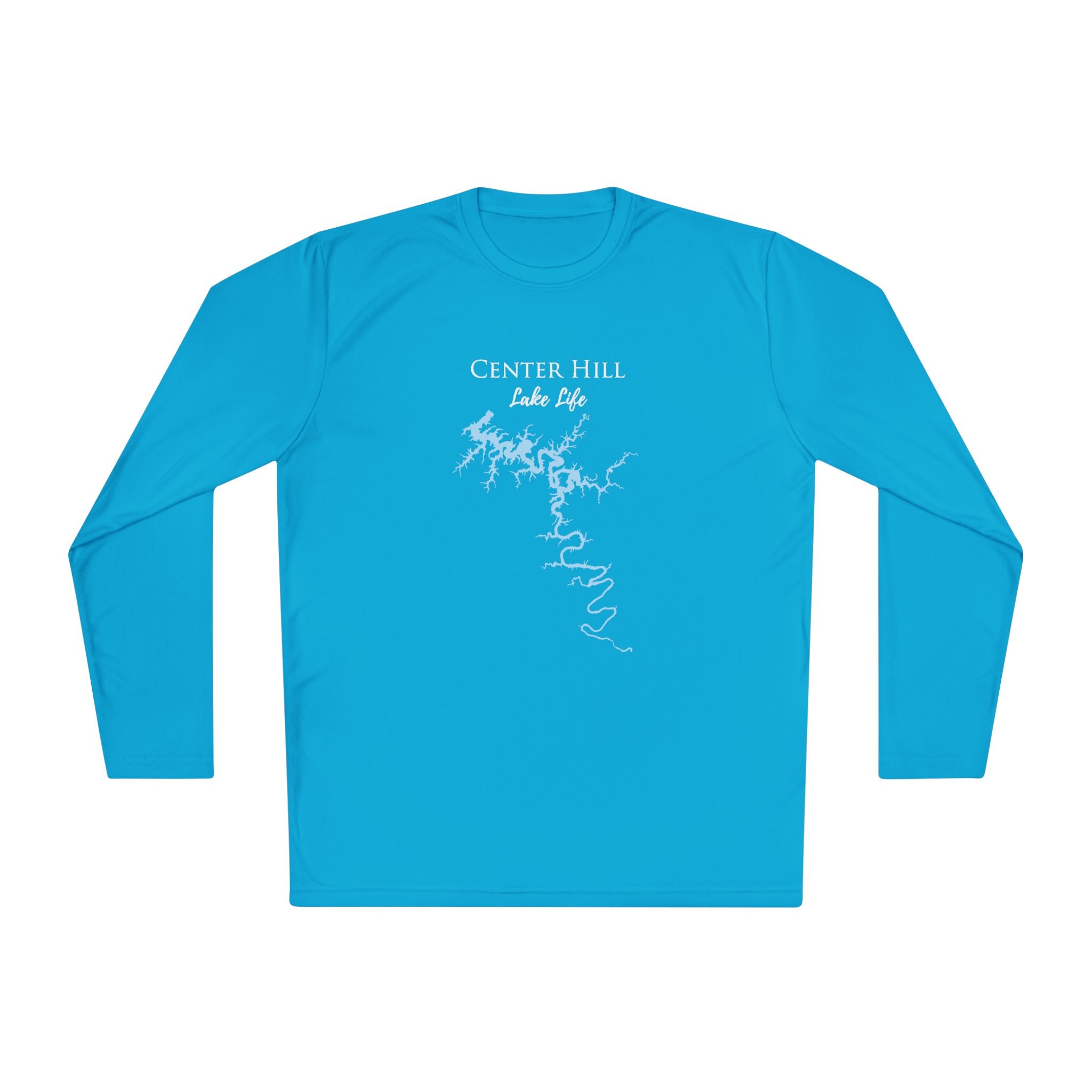Center Hill Lake Life Dri-fit Boating Shirt – Breathable Material – Men's Long Sleeve Moisture Wicking Tee – Tennessee Lake