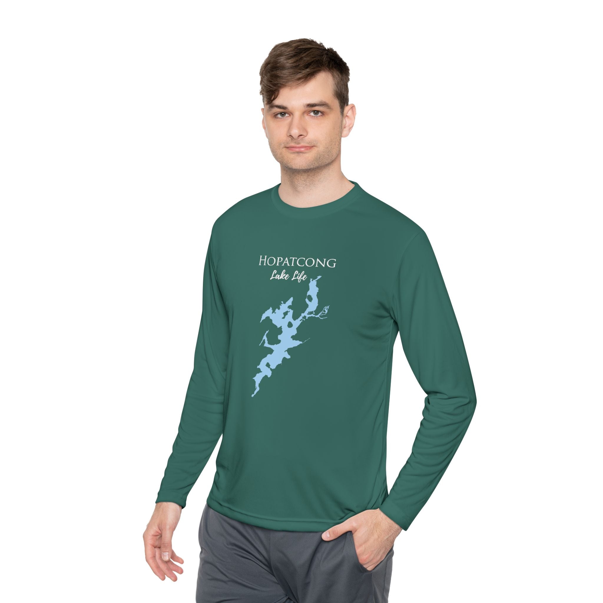 Hopatcong Lake Life Dri-fit Boating Shirt – Breathable Material – Men's Long Sleeve Moisture Wicking Tee – New Jersey Lake