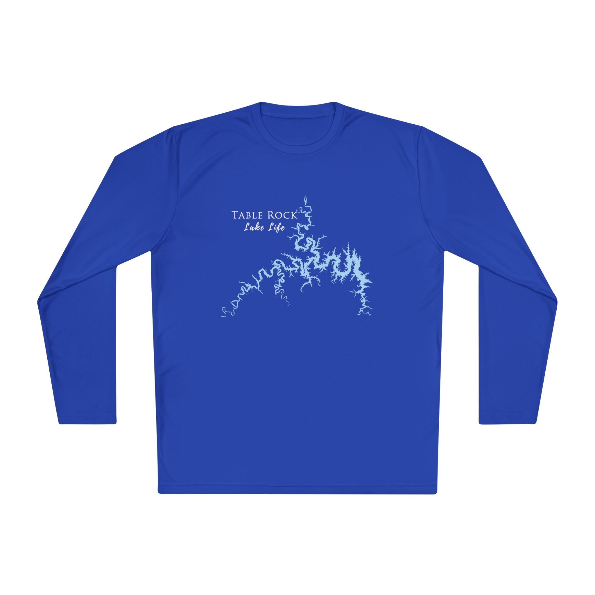 Table Rock Lake Life Dri-fit Boating Shirt – Breathable Material – Men's Long Sleeve Moisture Wicking Tee – Missouri and Arkansas Lake