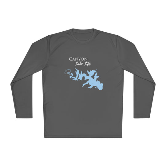 Canyon Lake Life Dri-fit Boating Shirt – Breathable Material – Men's Long Sleeve Moisture Wicking Tee – Texas Lake