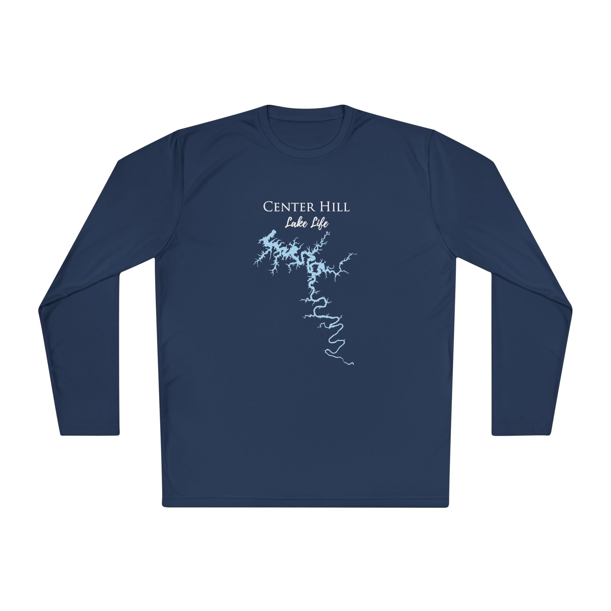 Center Hill Lake Life Dri-fit Boating Shirt – Breathable Material – Men's Long Sleeve Moisture Wicking Tee – Tennessee Lake