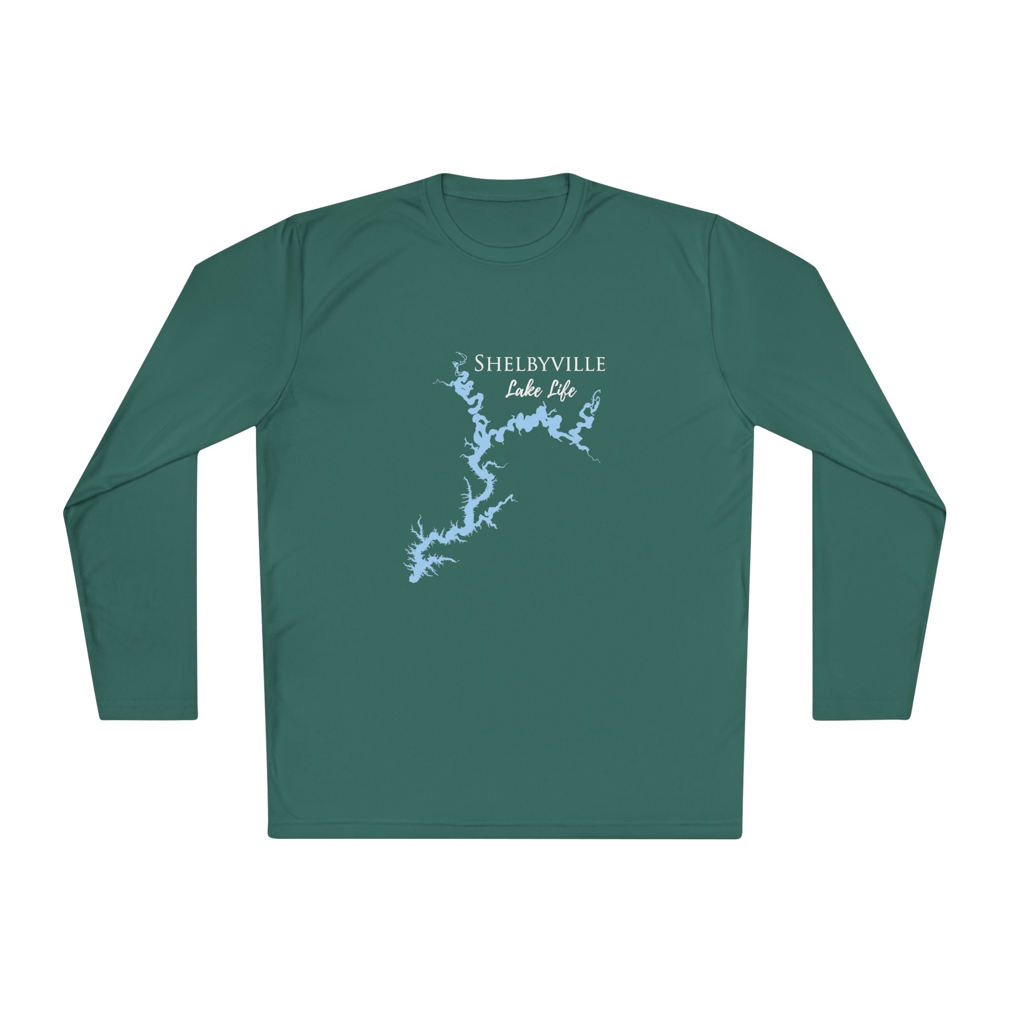 Shelbyville Lake Life Dri-fit Boating Shirt – Breathable Material – Men's Long Sleeve Moisture Wicking Tee – Illinois Lake