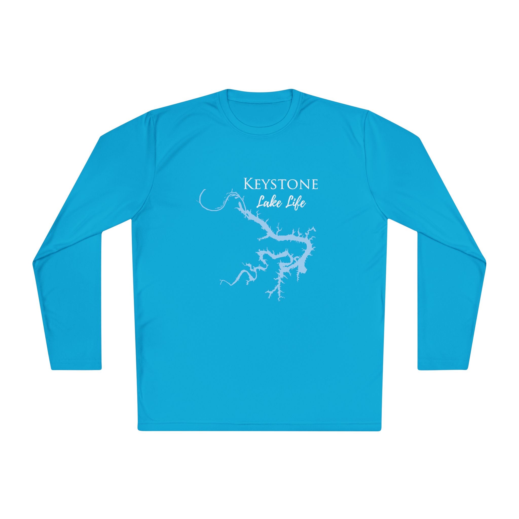 Keystone Lake Life Dri-fit Boating Shirt – Breathable Material – Men's Long Sleeve Moisture Wicking Tee – Oklahoma Lake