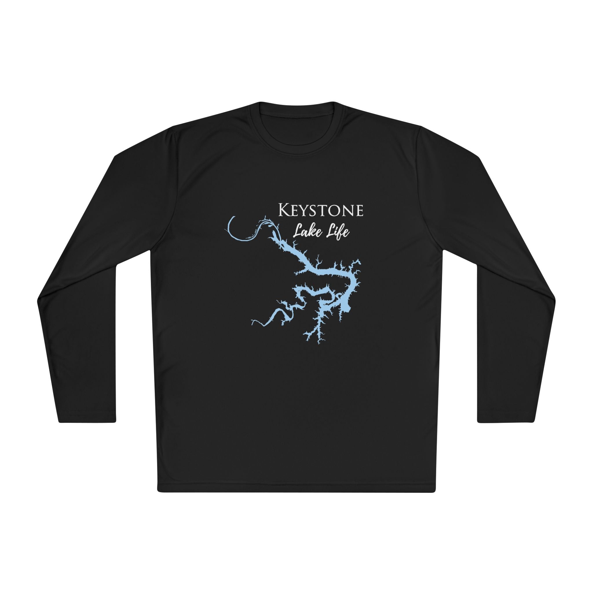 Keystone Lake Life Dri-fit Boating Shirt – Breathable Material – Men's Long Sleeve Moisture Wicking Tee – Oklahoma Lake