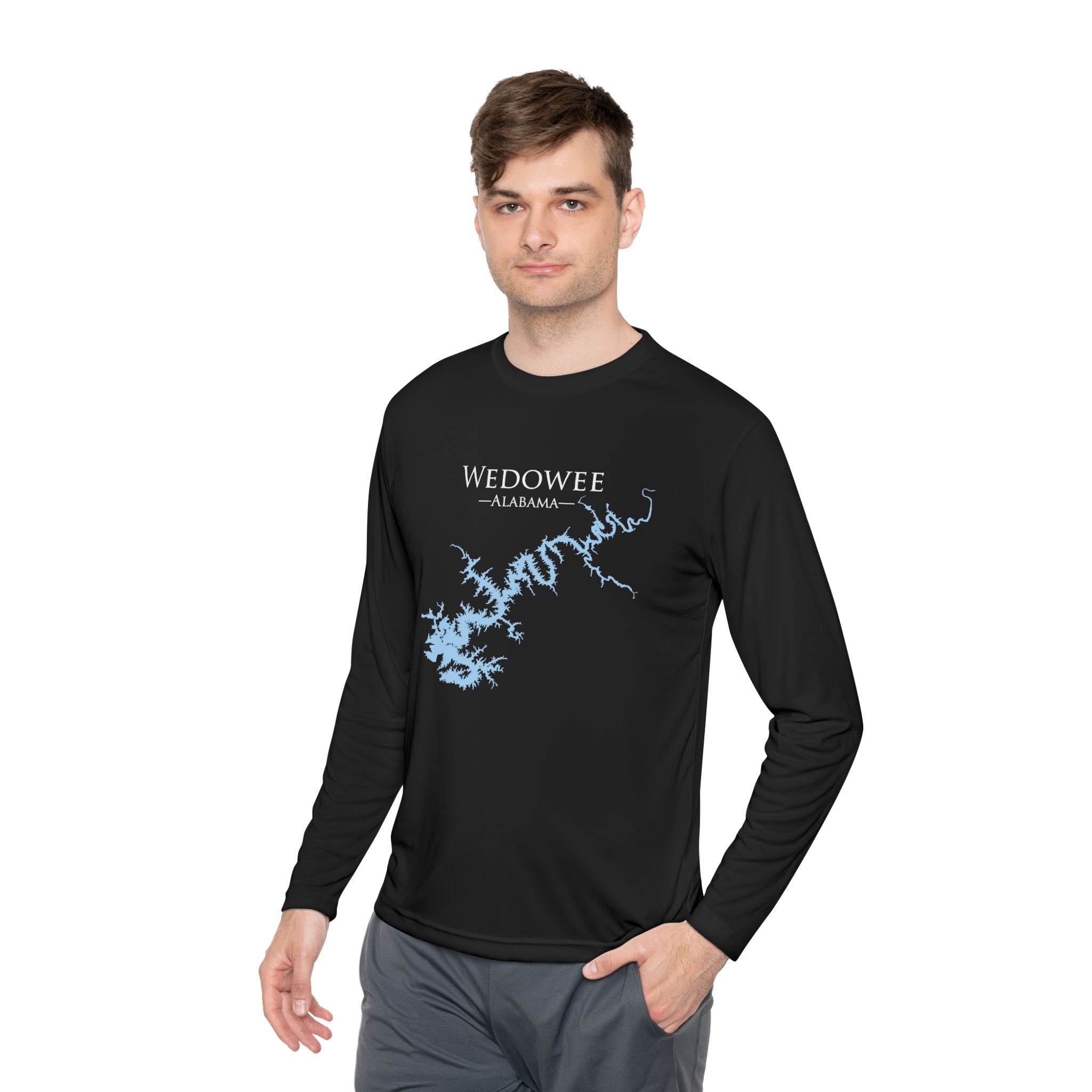 Wedowee Alabama Dri-fit Boating Shirt – Breathable Material – Men's Long Sleeve Moisture Wicking Tee – Alabama Lake
