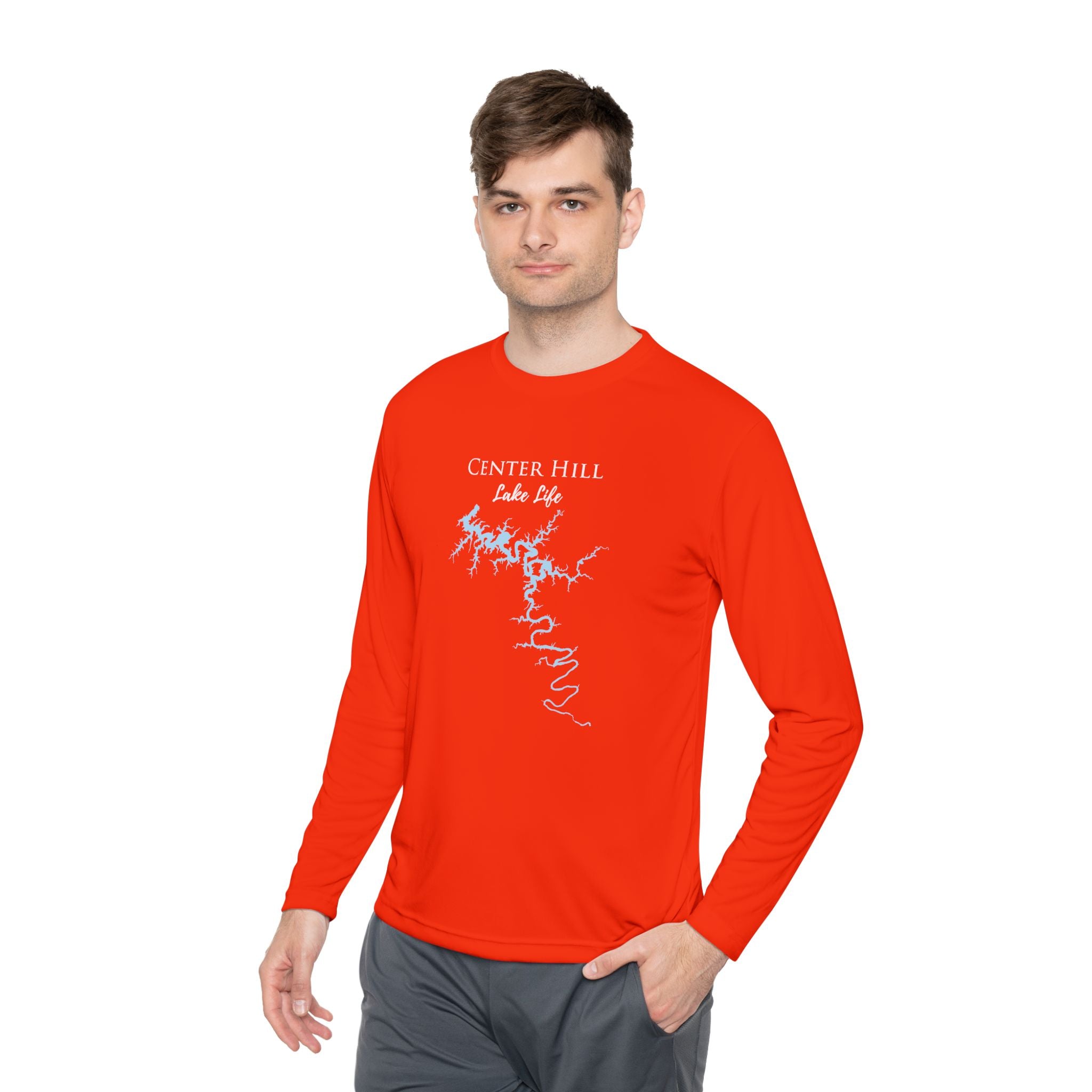 Center Hill Lake Life Dri-fit Boating Shirt – Breathable Material – Men's Long Sleeve Moisture Wicking Tee – Tennessee Lake