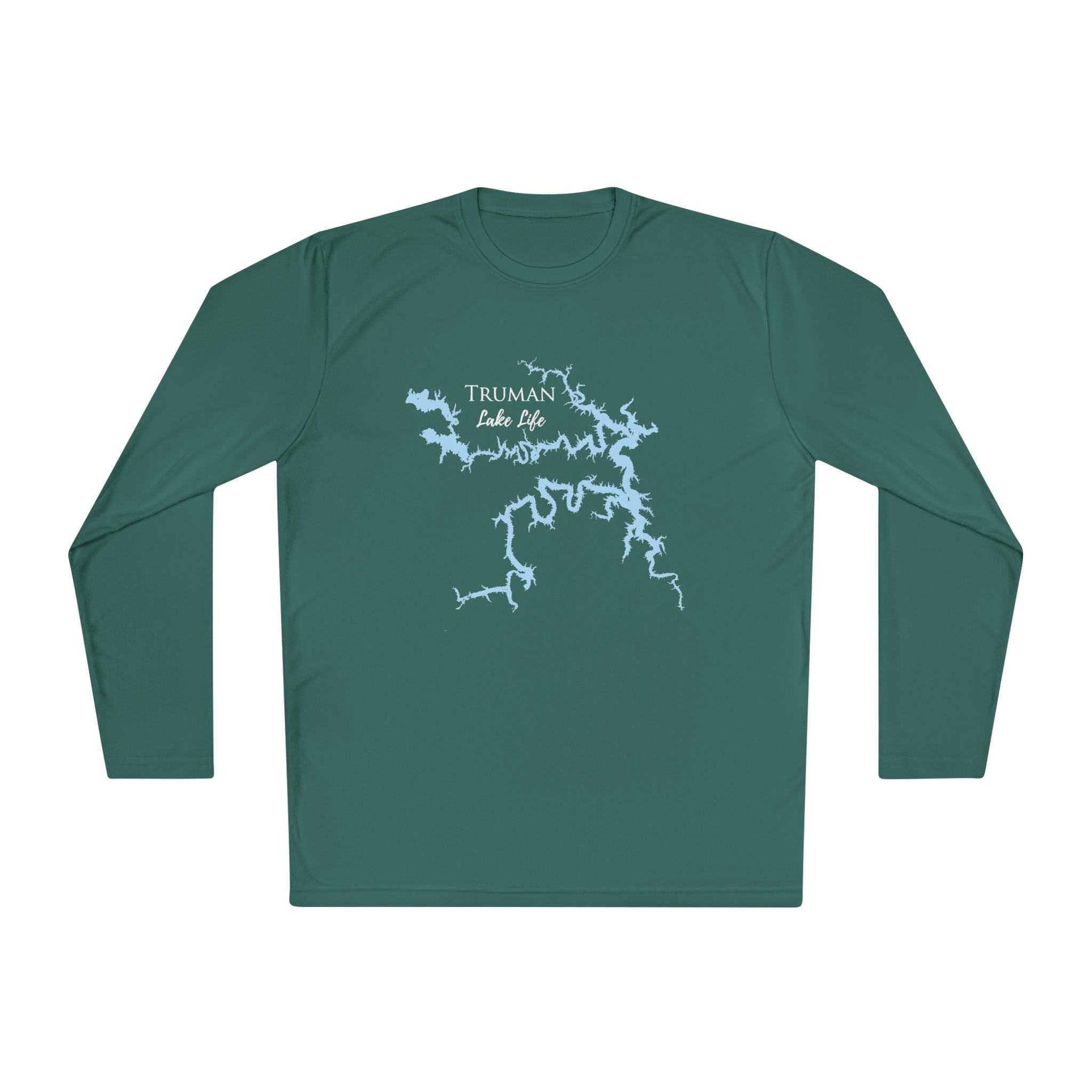Truman Lake Life Dri-fit Boating Shirt – Breathable Material – Men's Long Sleeve Moisture Wicking Tee – Missouri Lake