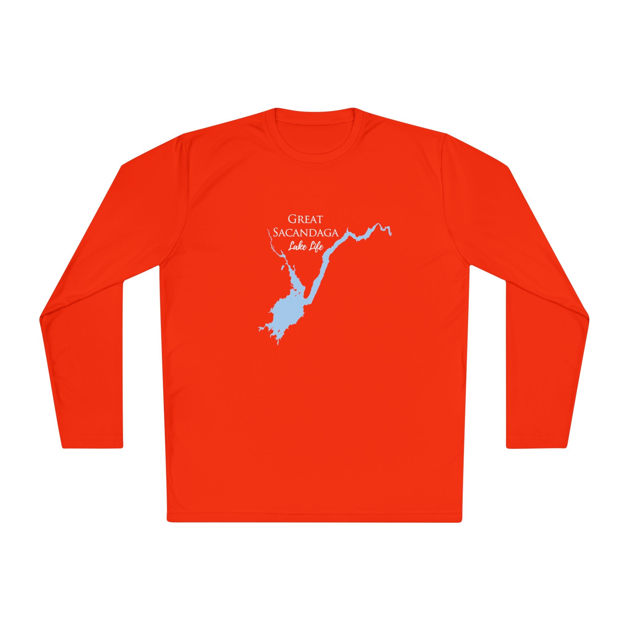 Great Sacandaga Lake Life Dri-fit Boating Shirt – Breathable Material – Men's Long Sleeve Moisture Wicking Tee – New York Lake