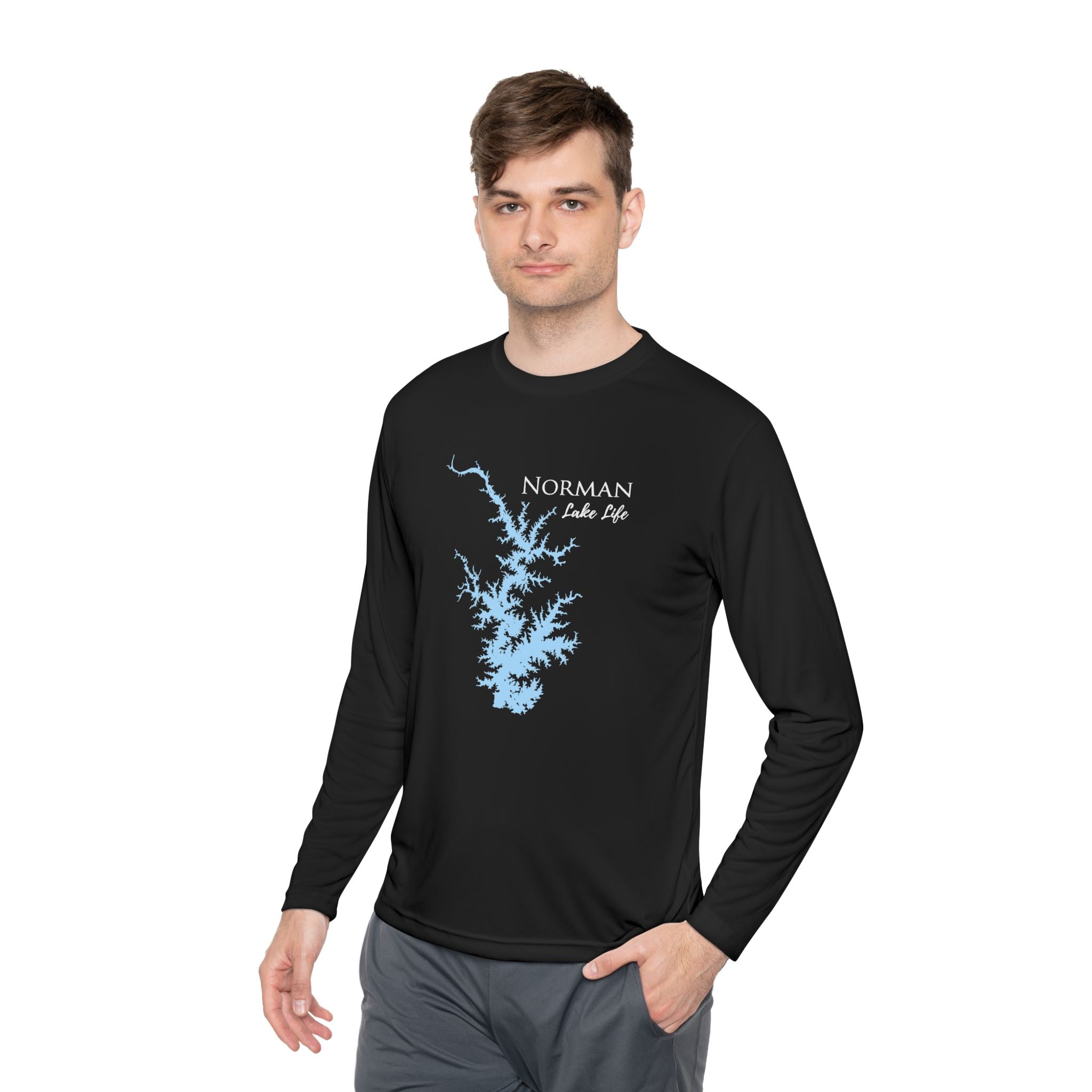 Norman Lake Life Dri-fit Boating Shirt – Breathable Material – Men's Long Sleeve Moisture Wicking Tee – North Carolina Lake