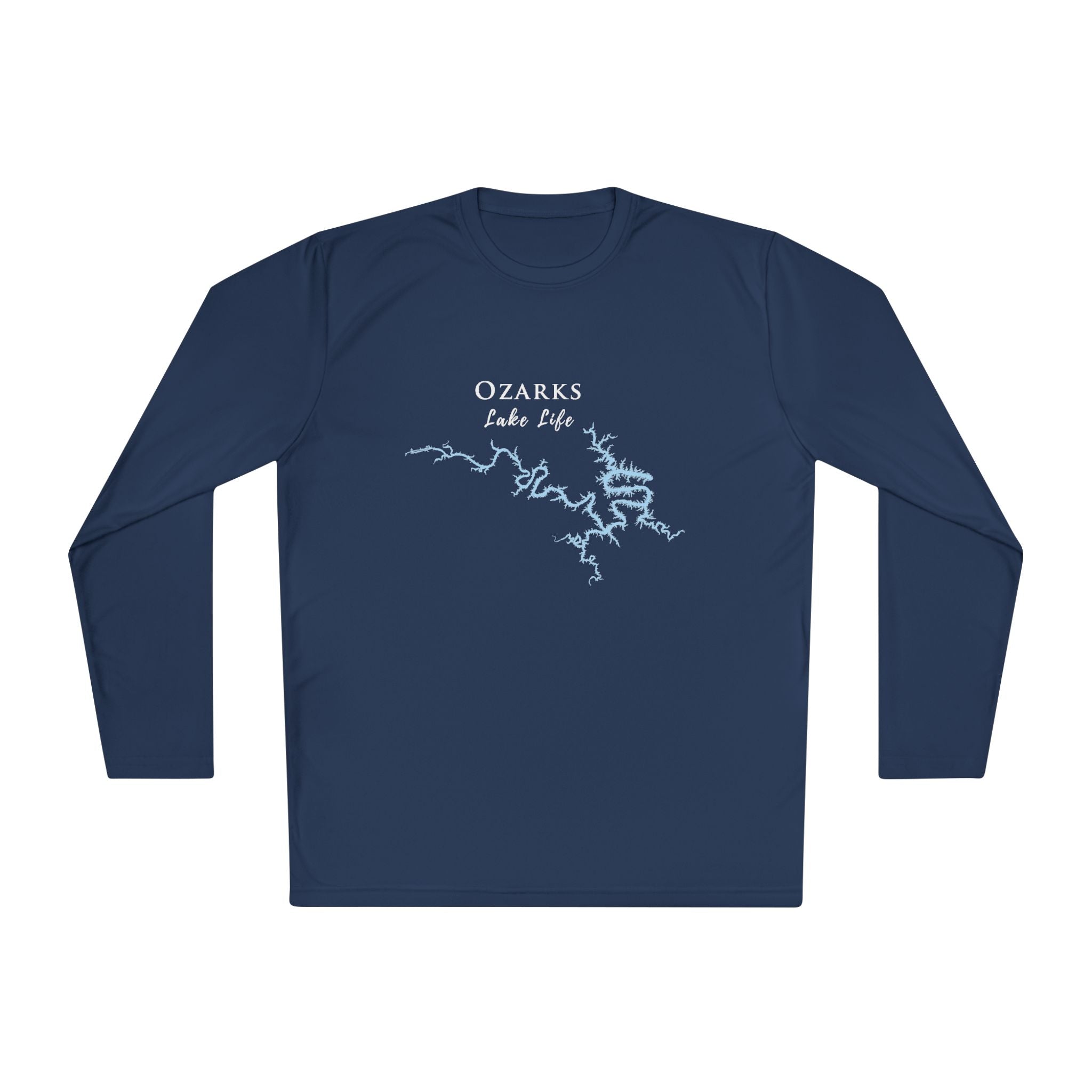 Ozarks Lake Life Dri-fit Boating Shirt – Breathable Material – Men's Long Sleeve Moisture Wicking Tee – Arkansas Lake