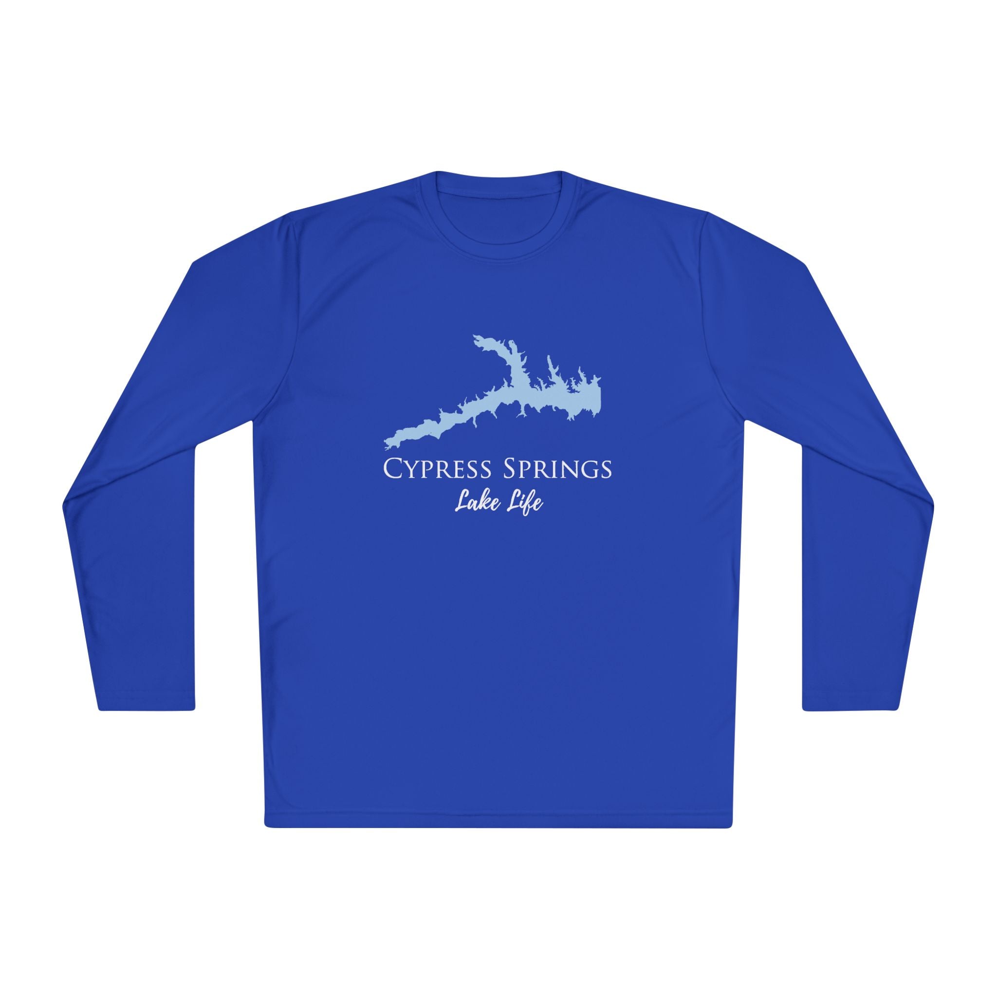 Cypress Springs Lake Life Dri-fit Boating Shirt – Breathable Material – Men's Long Sleeve Moisture Wicking Tee – Texas Lake