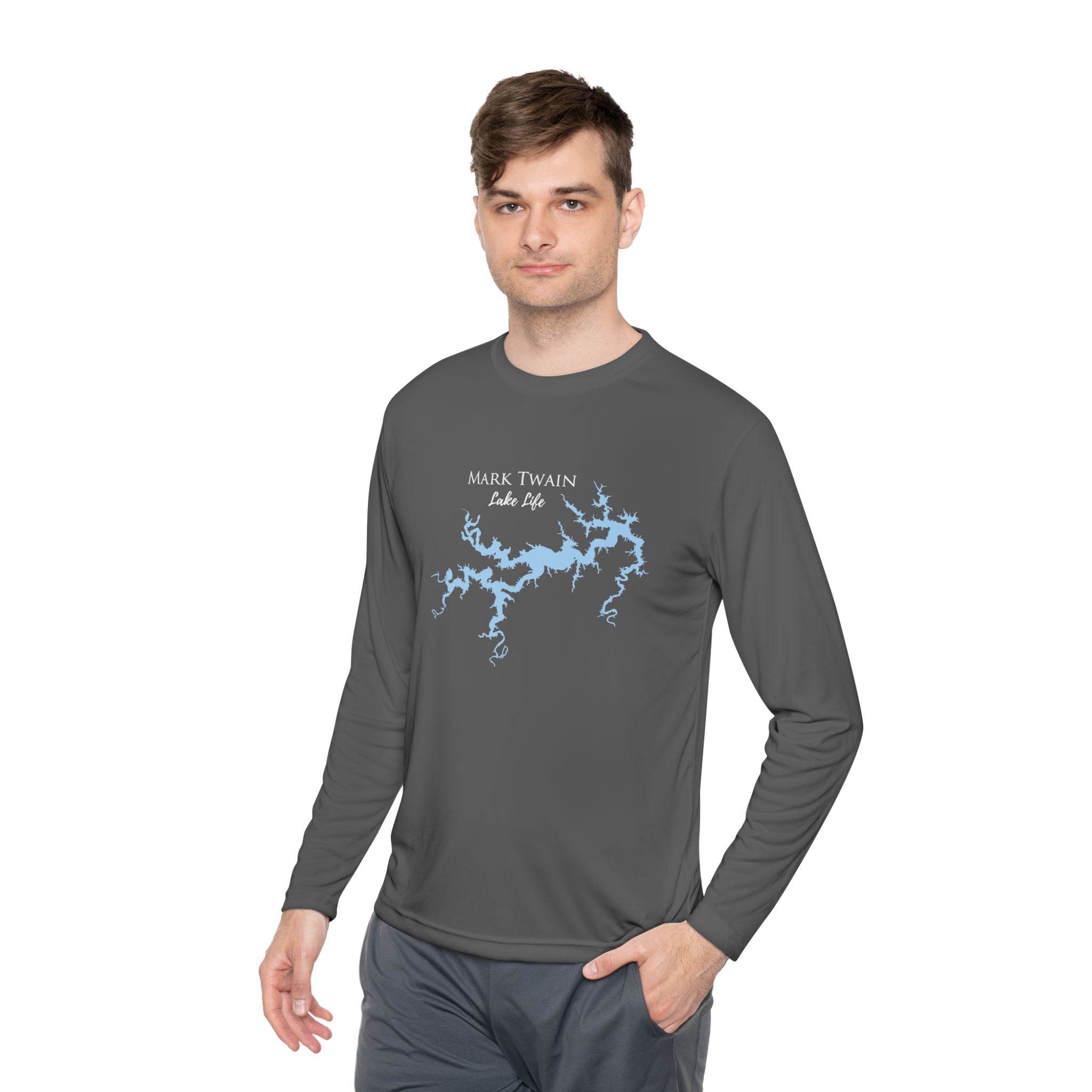 Mark Twain Lake Life Dri-fit Boating Shirt – Breathable Material – Men's Long Sleeve Moisture Wicking Tee – Missouri Lake