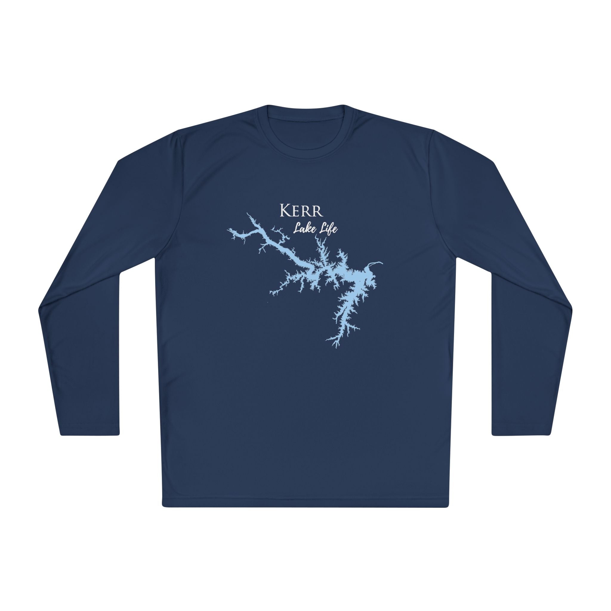 Kerr Lake Life Dri-fit Boating Shirt – Breathable Material – Men's Long Sleeve Moisture Wicking Tee – North Carolina and Virginia Lake