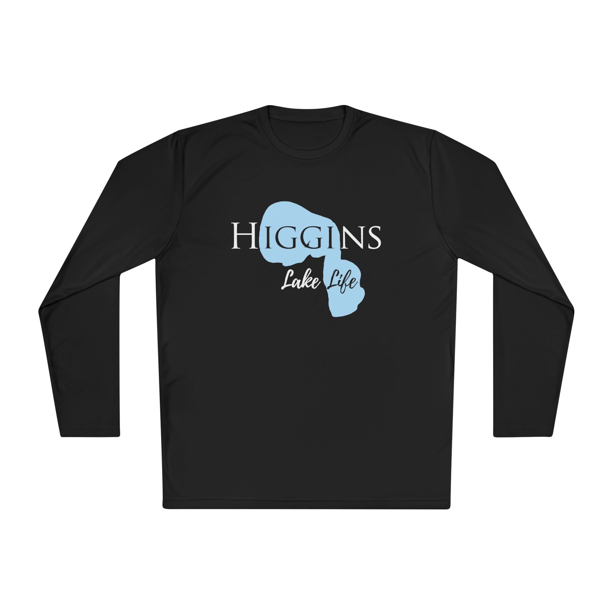 Higgins Lake Life Dri-fit Boating Shirt – Breathable Material – Men's Long Sleeve Moisture Wicking Tee – Michigan Lake