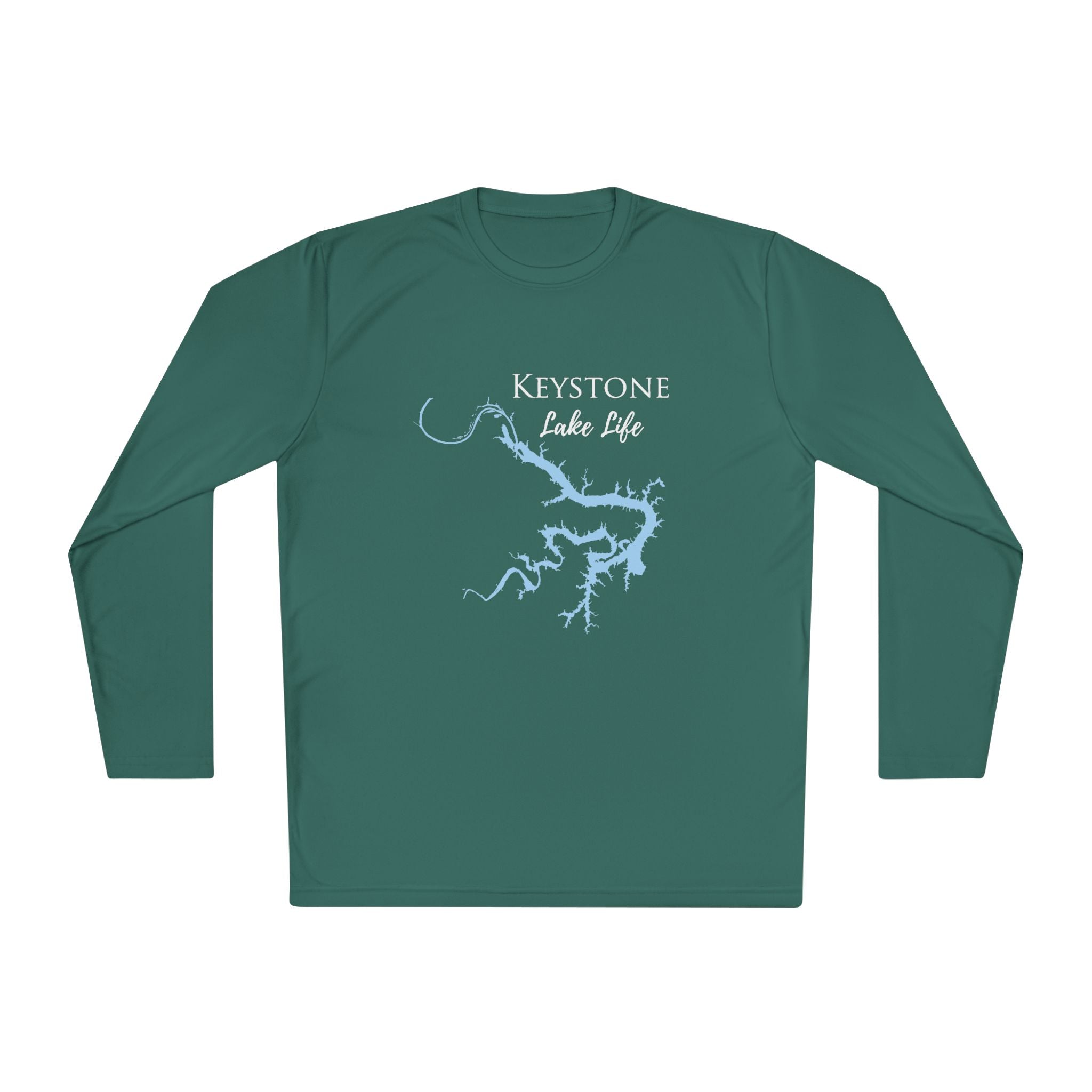 Keystone Lake Life Dri-fit Boating Shirt – Breathable Material – Men's Long Sleeve Moisture Wicking Tee – Oklahoma Lake