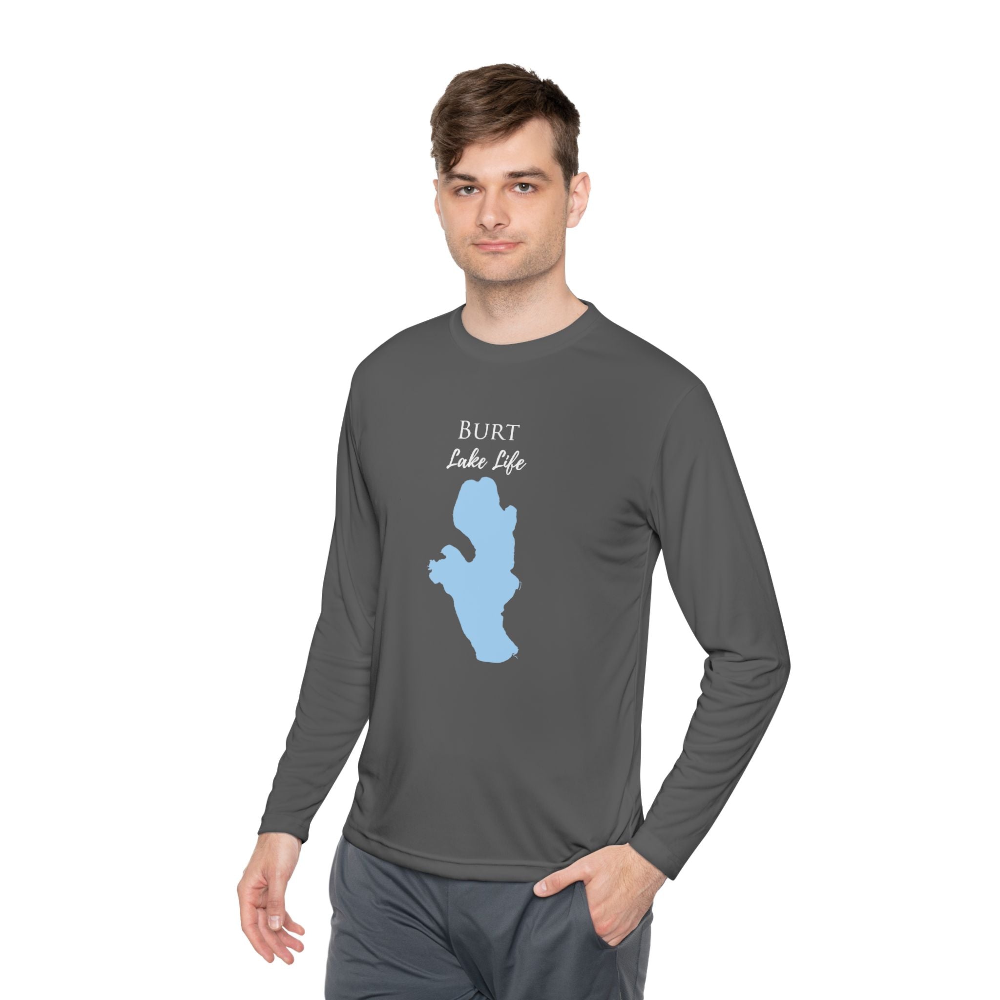 Burt Lake Life Dri-fit Boating Shirt – Breathable Material – Men's Long Sleeve Moisture Wicking Tee – Michigan Lake