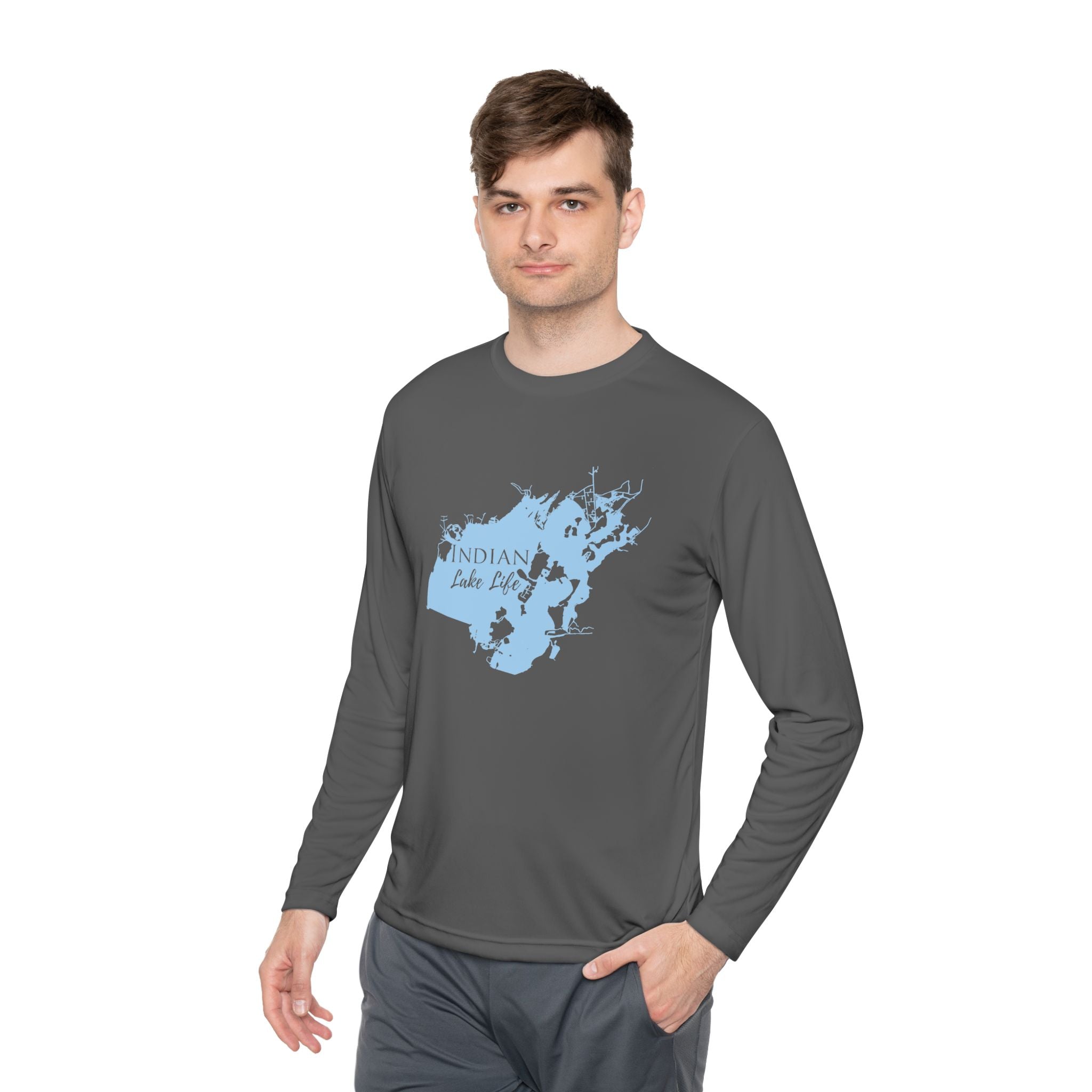 Indian Lake Life Dri-fit Boating Shirt – Breathable Material – Men's Long Sleeve Moisture Wicking Tee – Ohio Lake