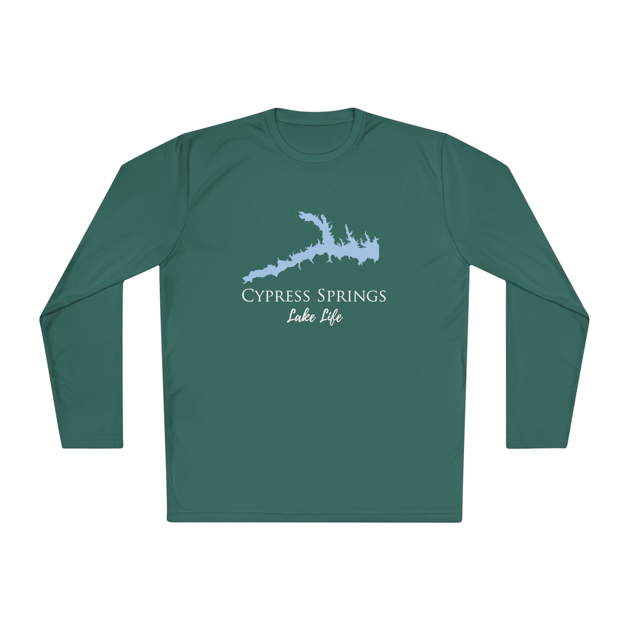 Cypress Springs Lake Life Dri-fit Boating Shirt – Breathable Material – Men's Long Sleeve Moisture Wicking Tee – Texas Lake